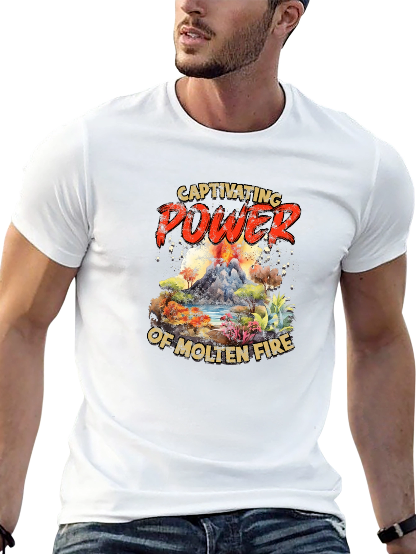 Black Captivating Power Molten Fire Graphic Tee view 13