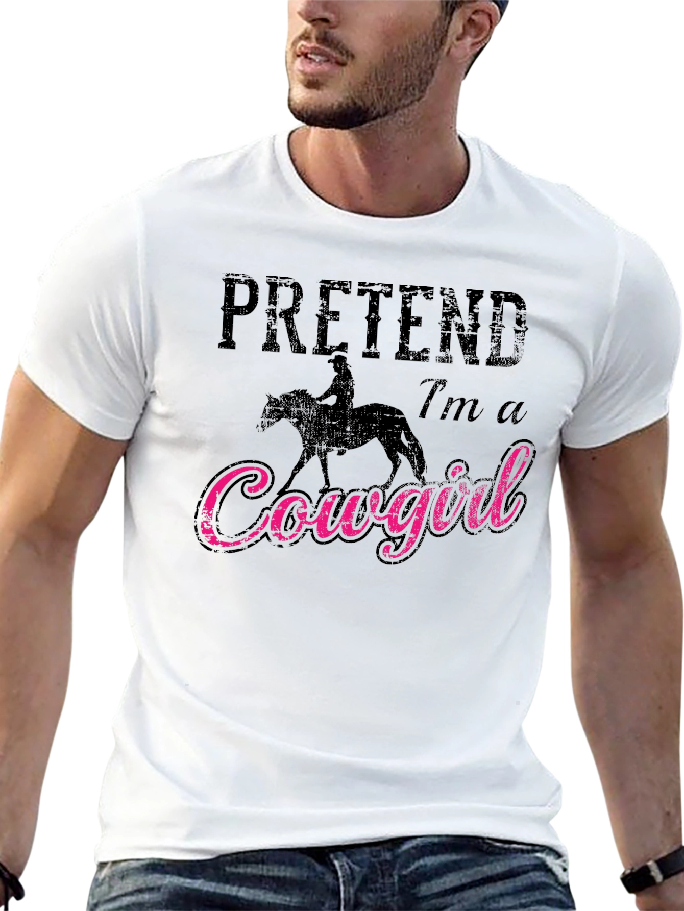 Black Pretend I'm a Cowgirl Graphic T-Shirt view 13