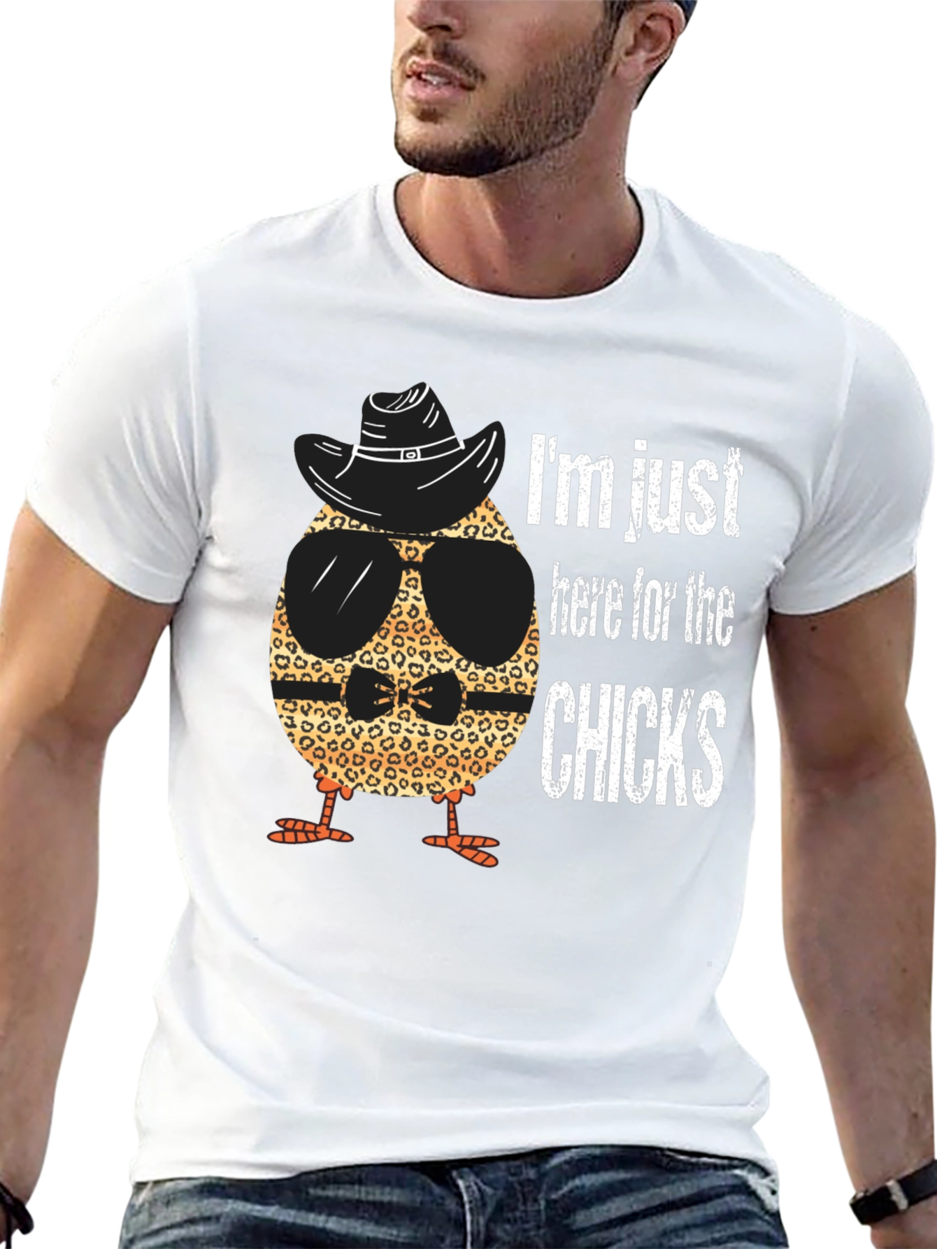 Black Funny Chick T-Shirt - I'm Just Here for the Chicks view 13