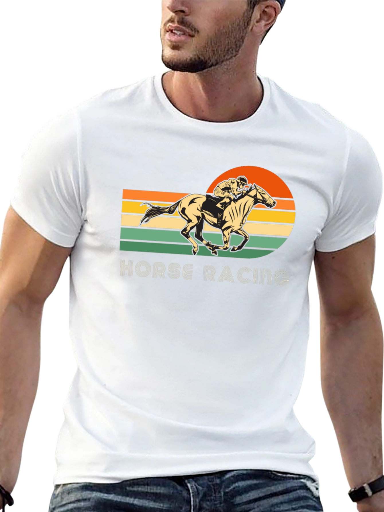Black Vintage Horse Racing Graphic T-Shirt view 13