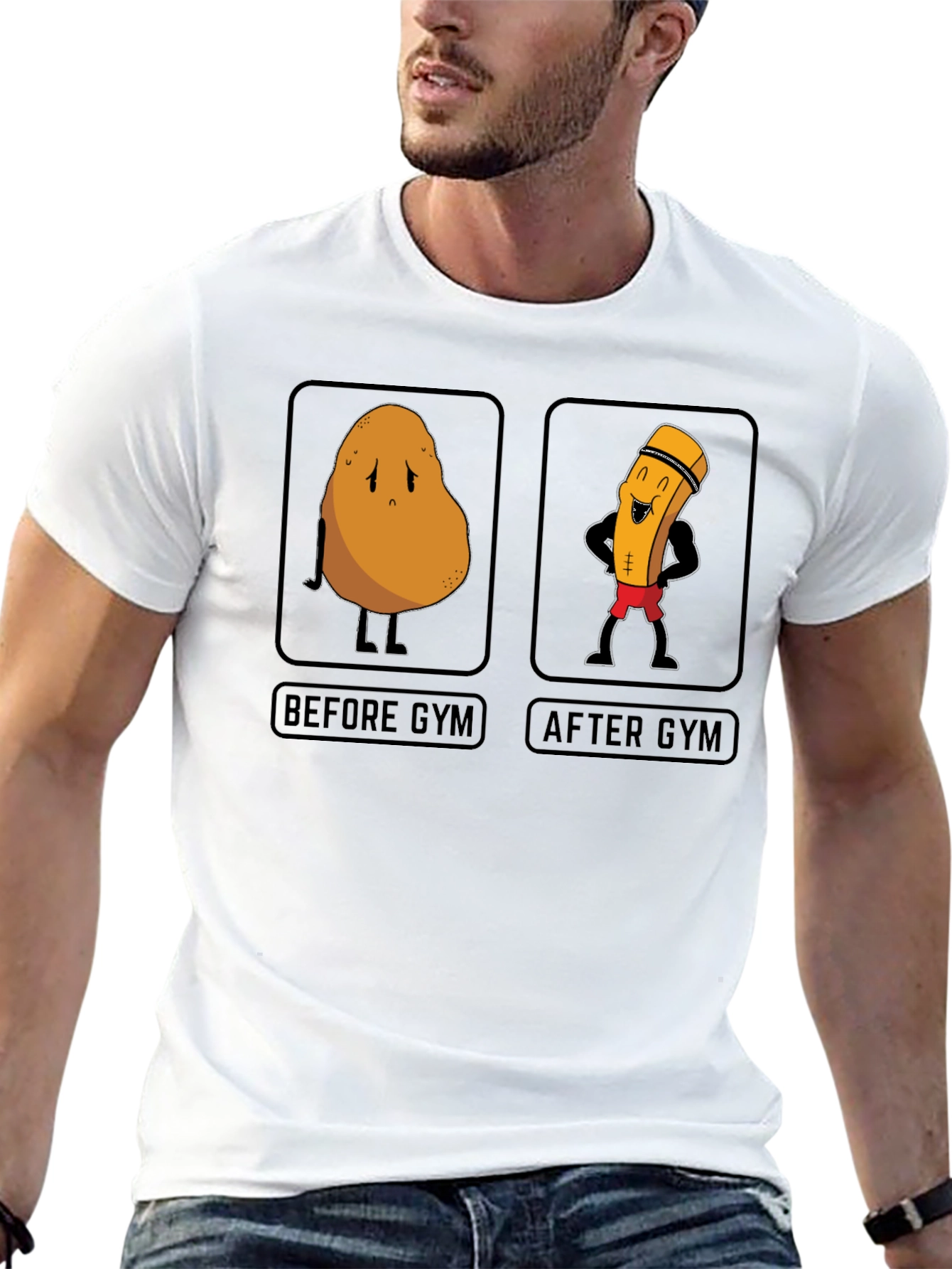 Black Funny Gym Potato T-Shirt view 13
