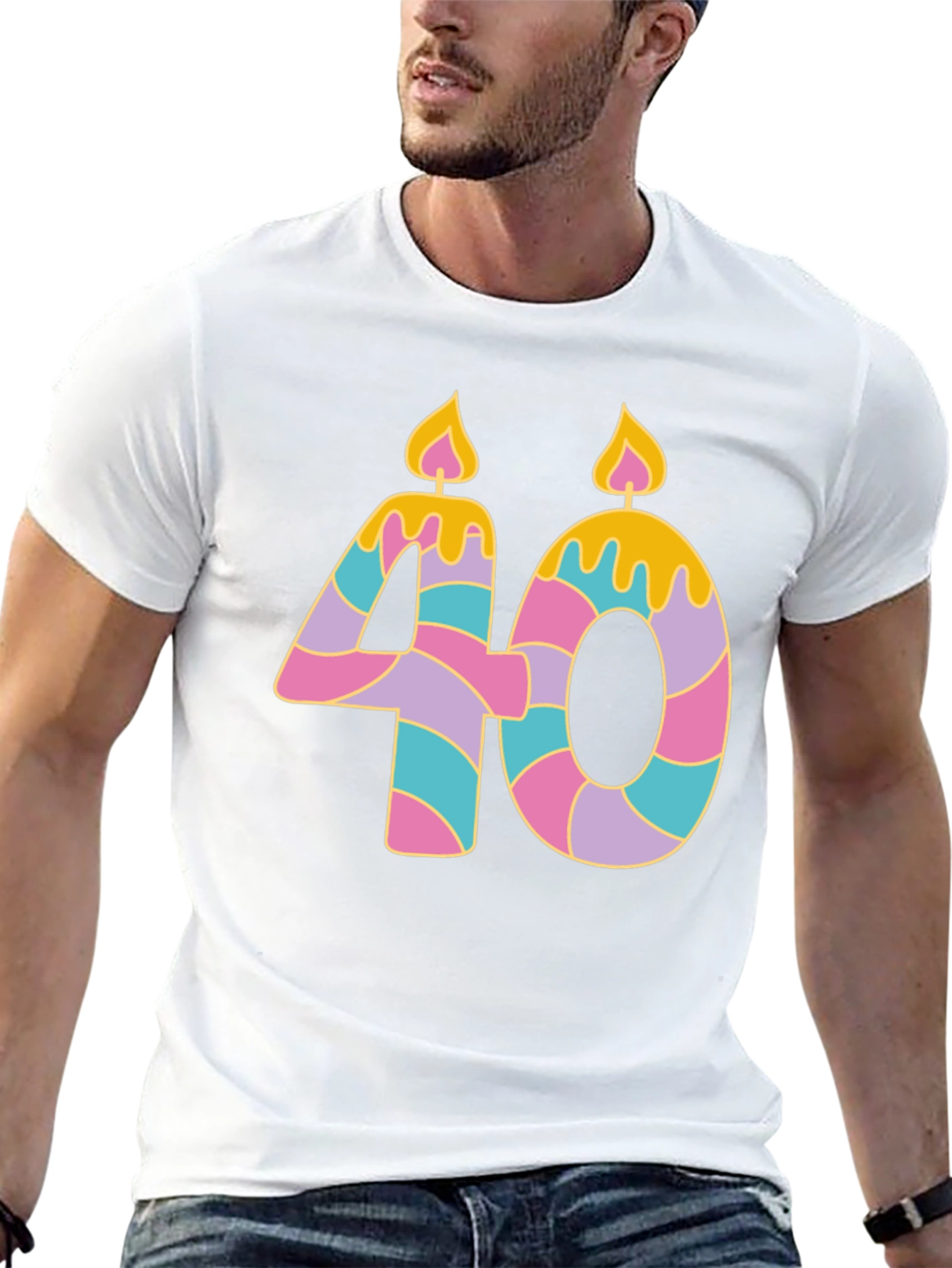 Black Novelty 40th Birthday Candle T-Shirt view 13