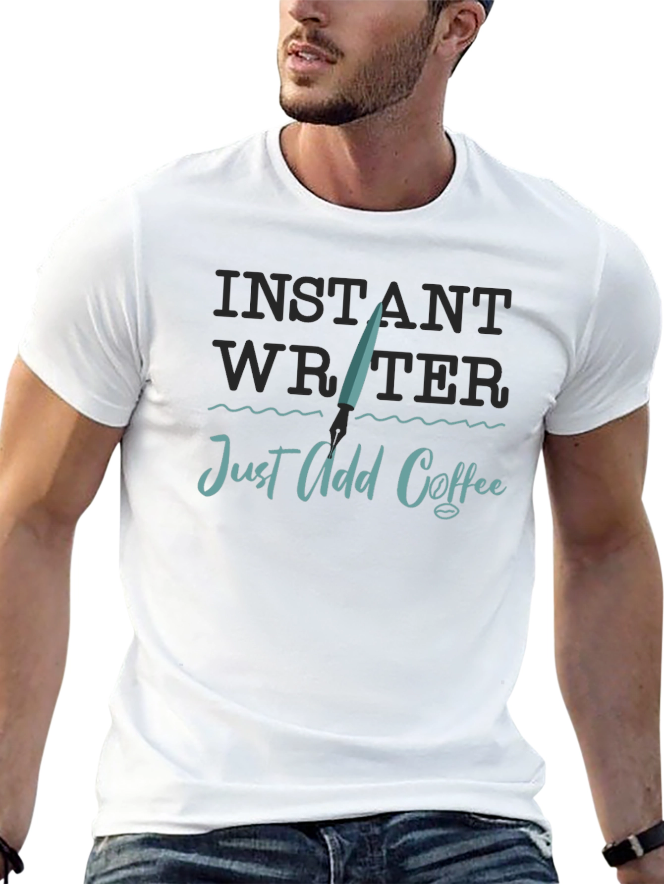 Black Instant Writer T-Shirt - Just Add Coffee! view 13
