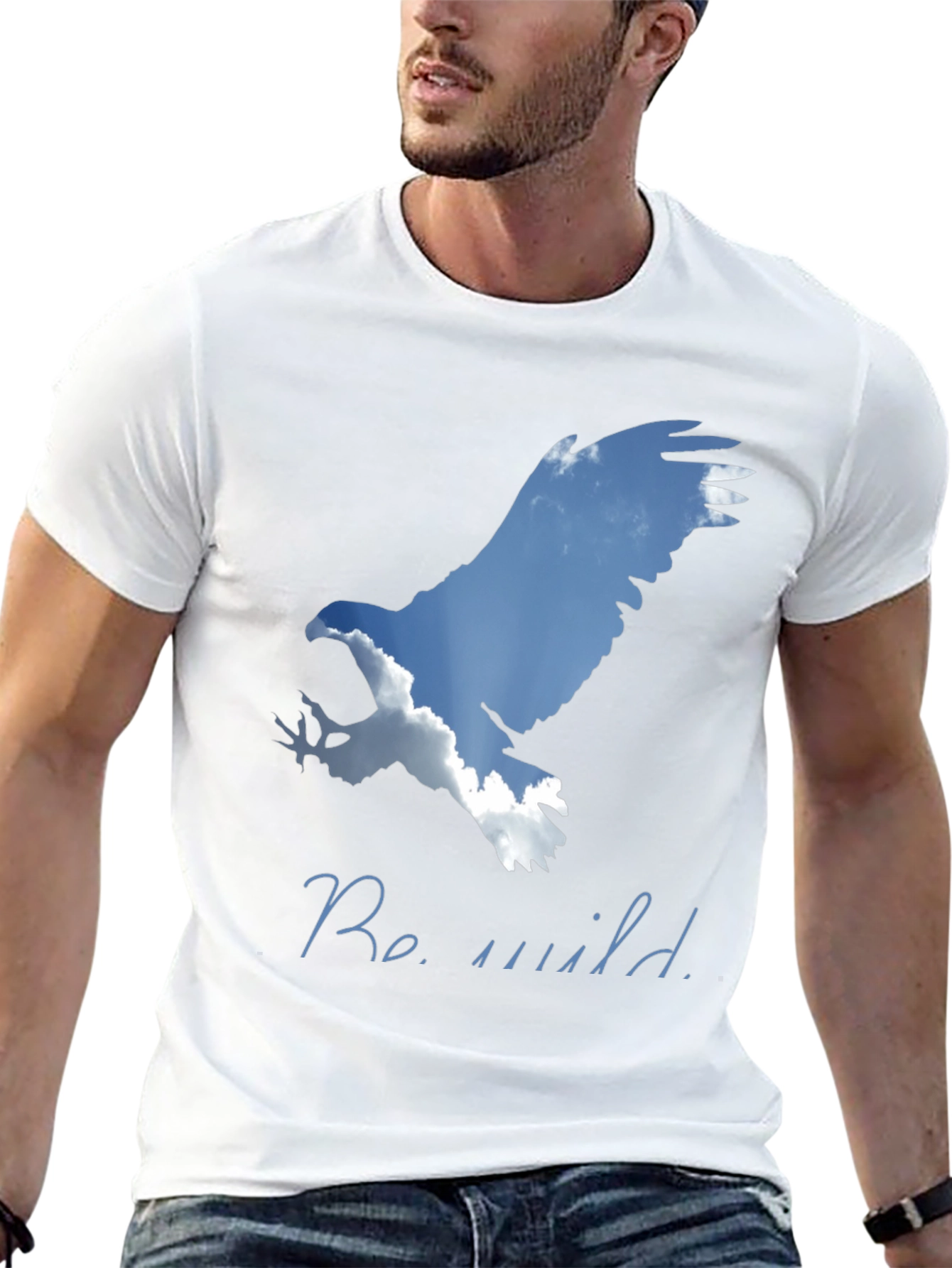 Black Be Wild Eagle Graphic Tee - Black Cotton Blend Shirt view 13