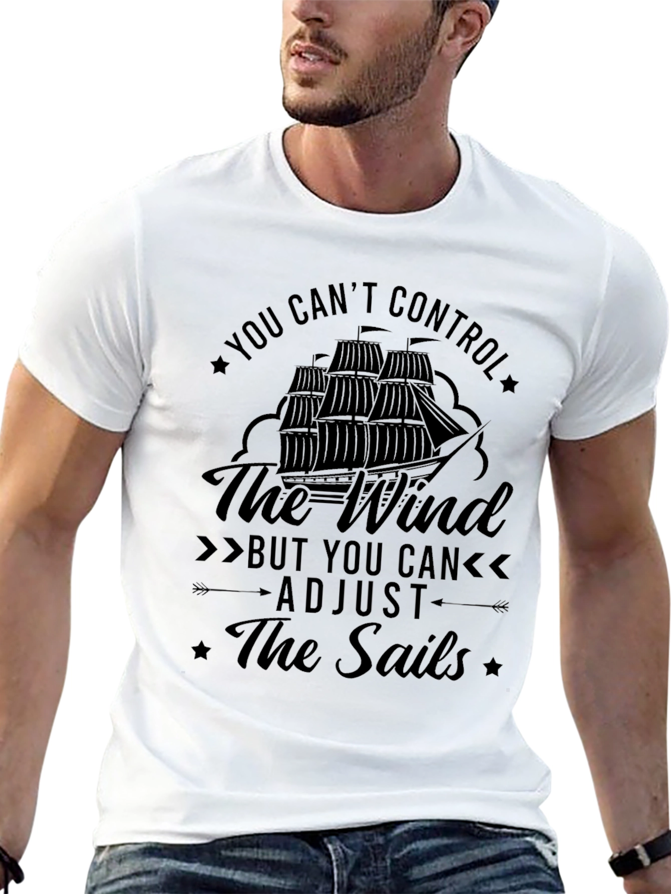 Black You Can't Control The Wind T-Shirt view 13