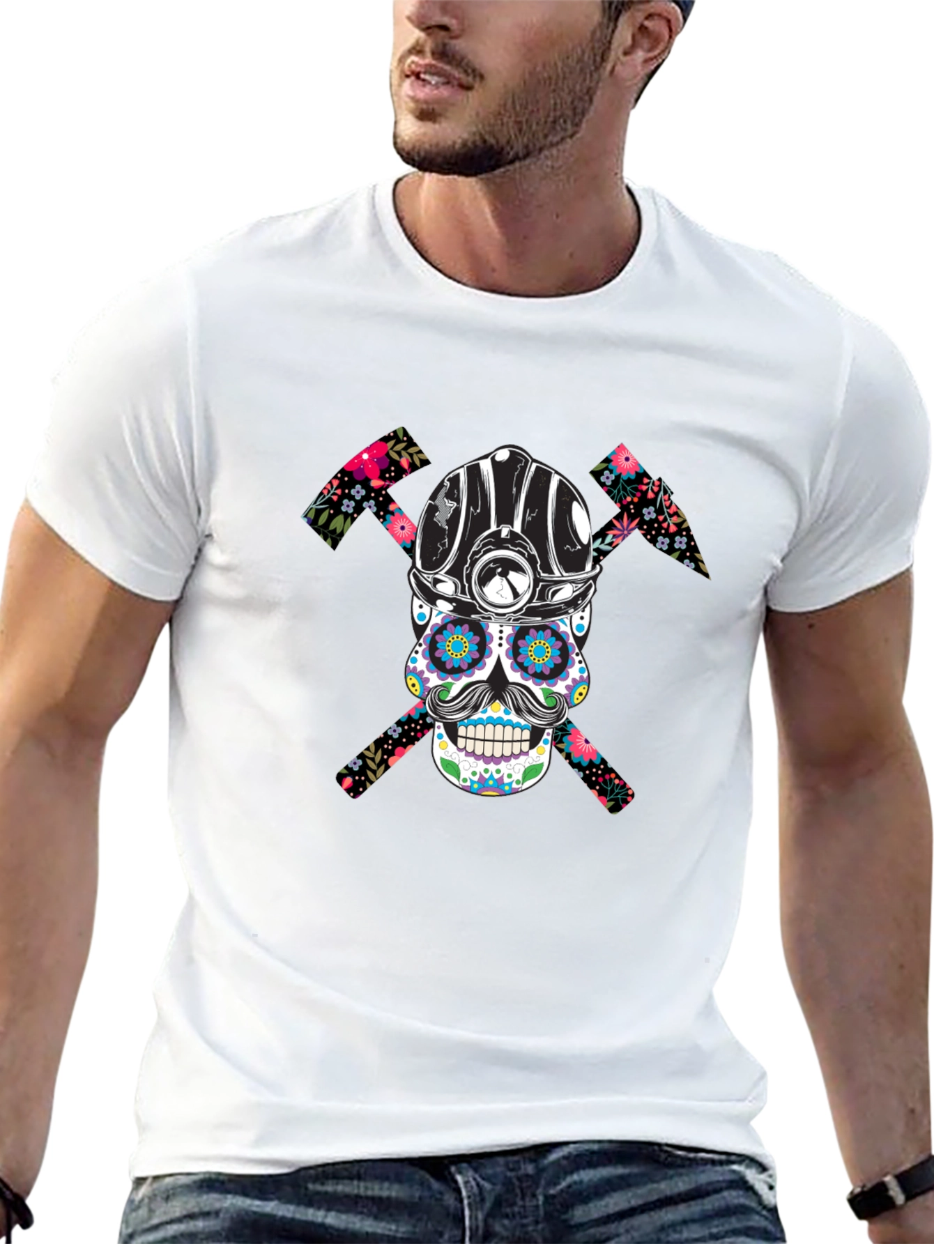 Black Sugar Skull Miner Graphic Tee view 13