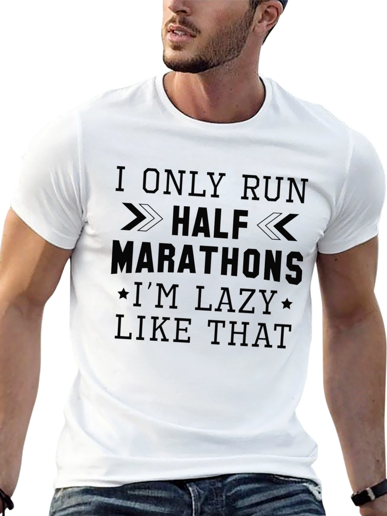 Black Funny Half Marathon Lazy Runner Black T-Shirt view 13