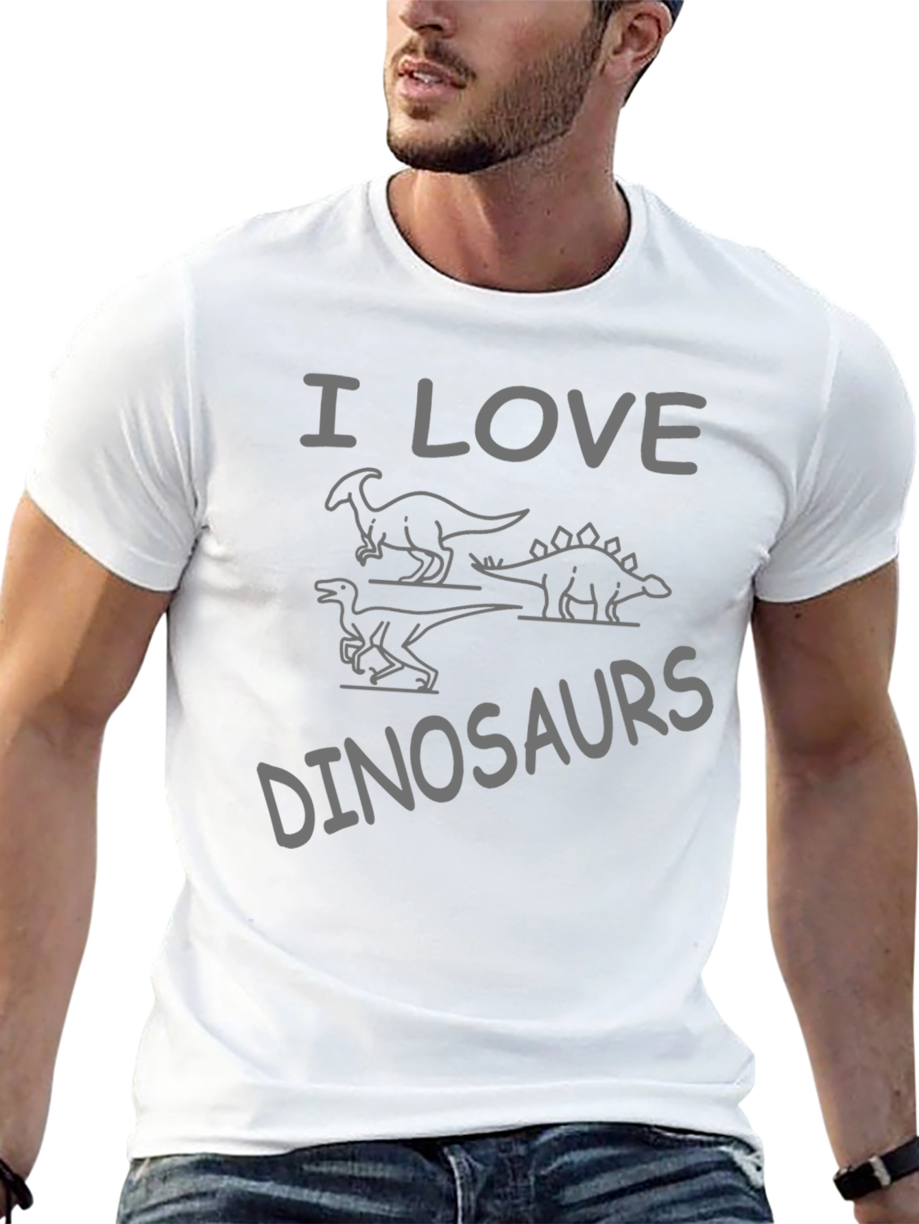 Black I Love Dinosaurs T-Shirt - Unisex Crew Neck Tee view 13