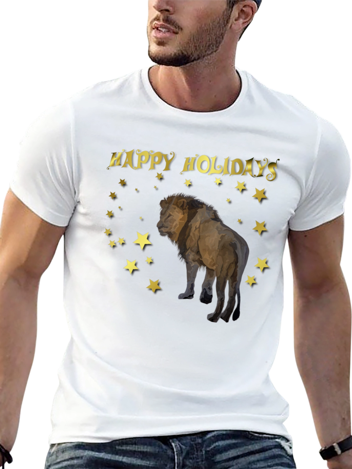 Black Holiday Lion Graphic T-Shirt view 13