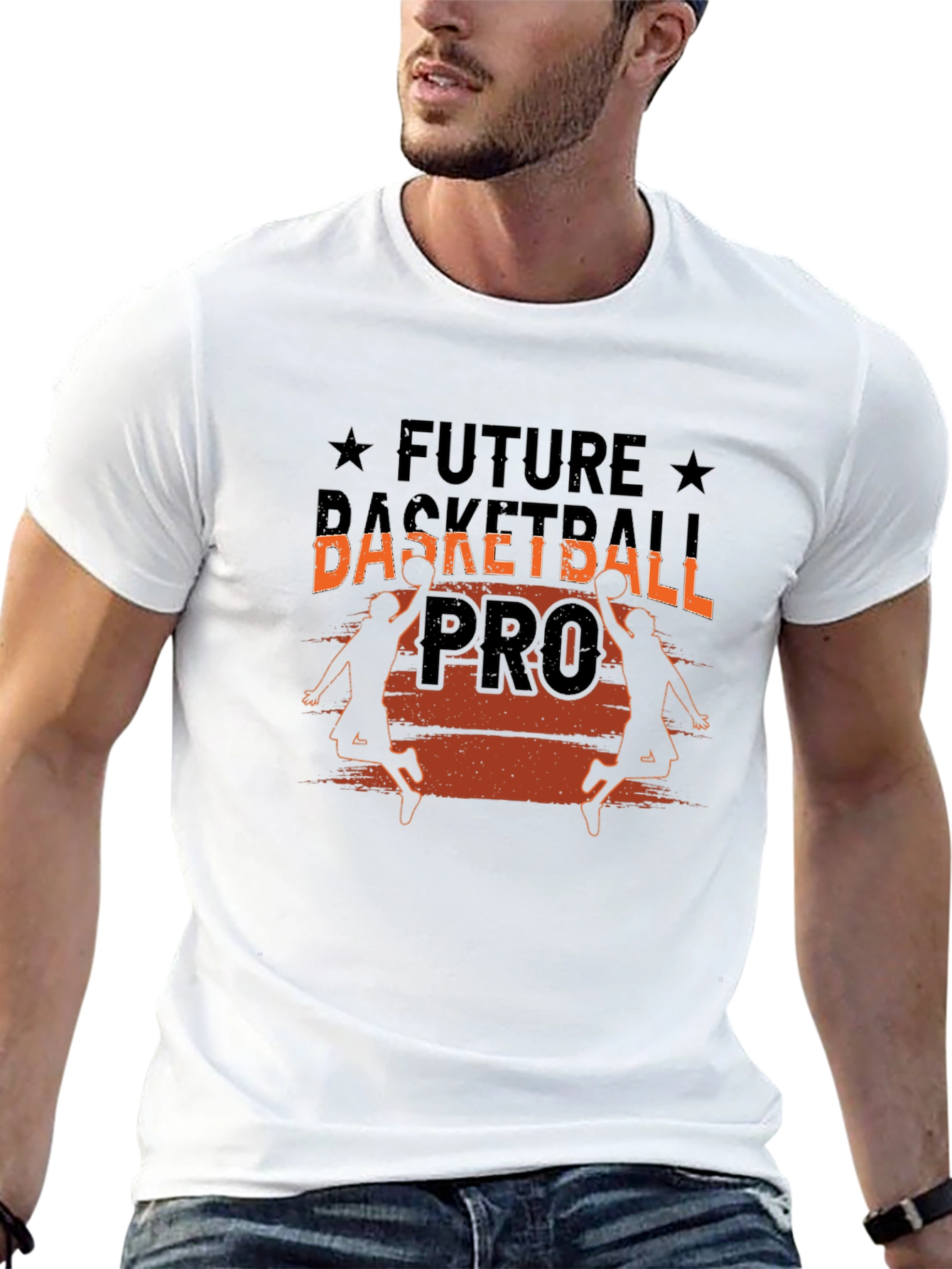Black Future Basketball Pro Graphic Tee - Black Cotton T-Shirt view 13