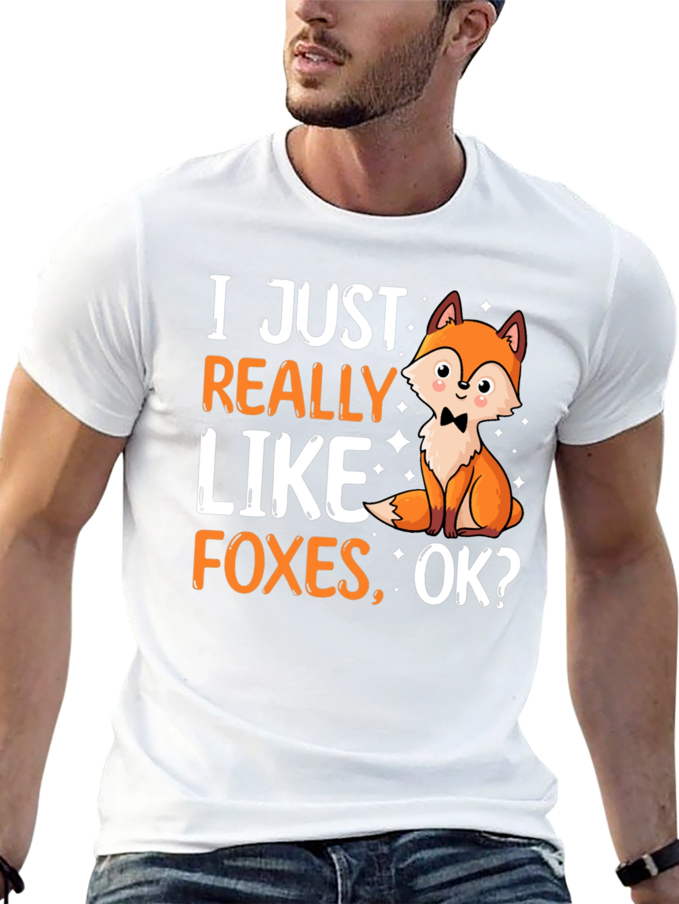 Black Funny Fox Lover T-Shirt - "I Just Really Like Foxes, OK?" view 13