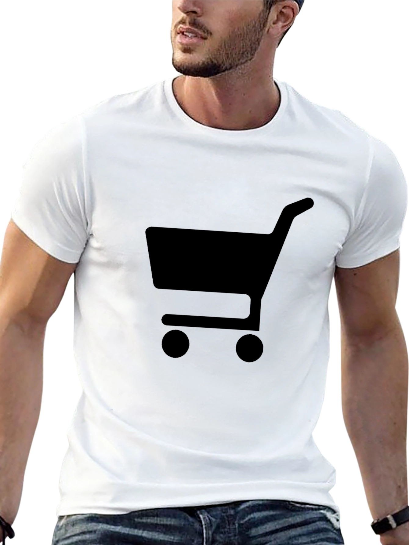 Black Shopping Cart Graphic Tee - Black Cotton Blend view 13
