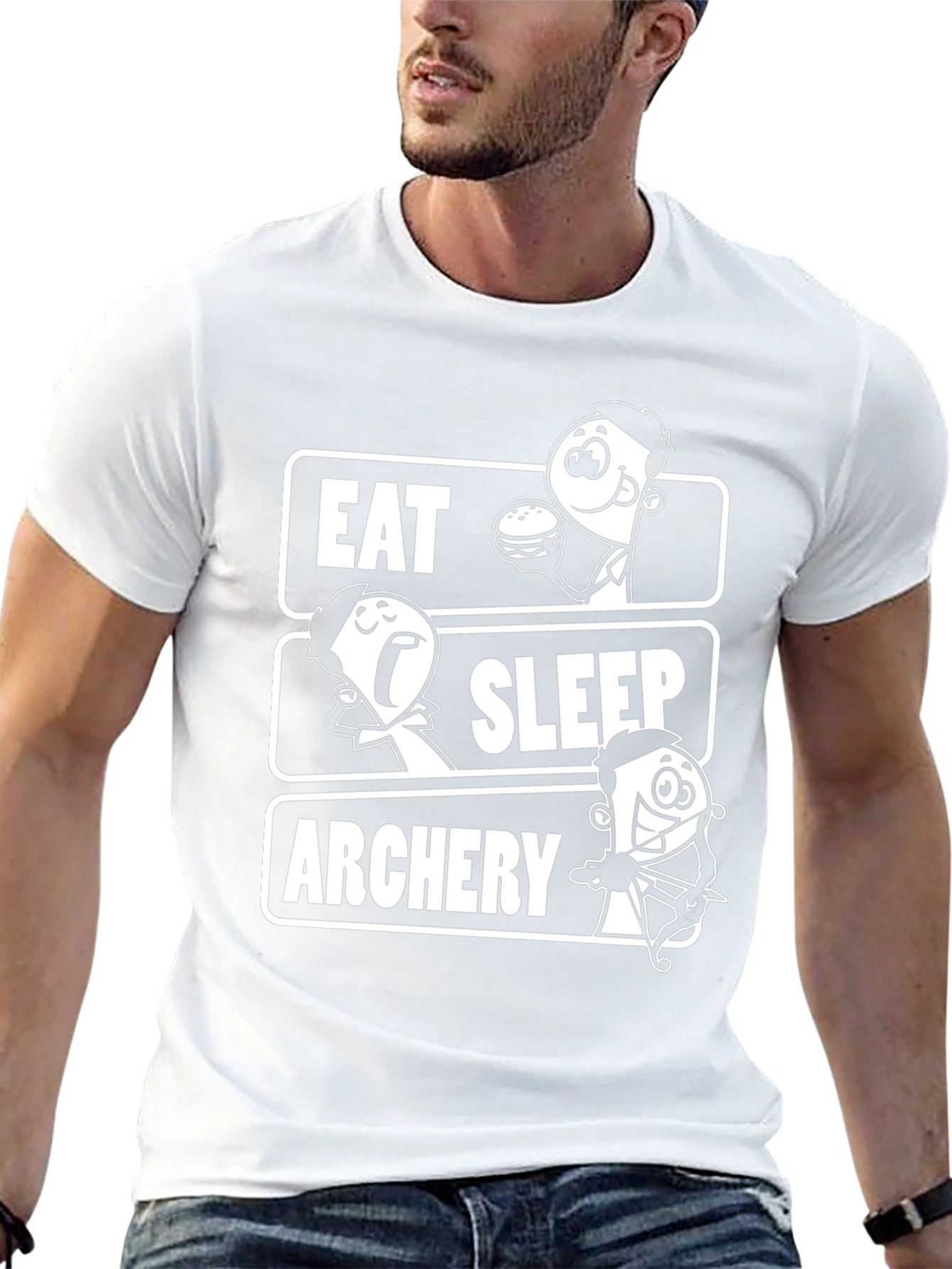 Black Eat Sleep Archery Black Graphic Tee view 13