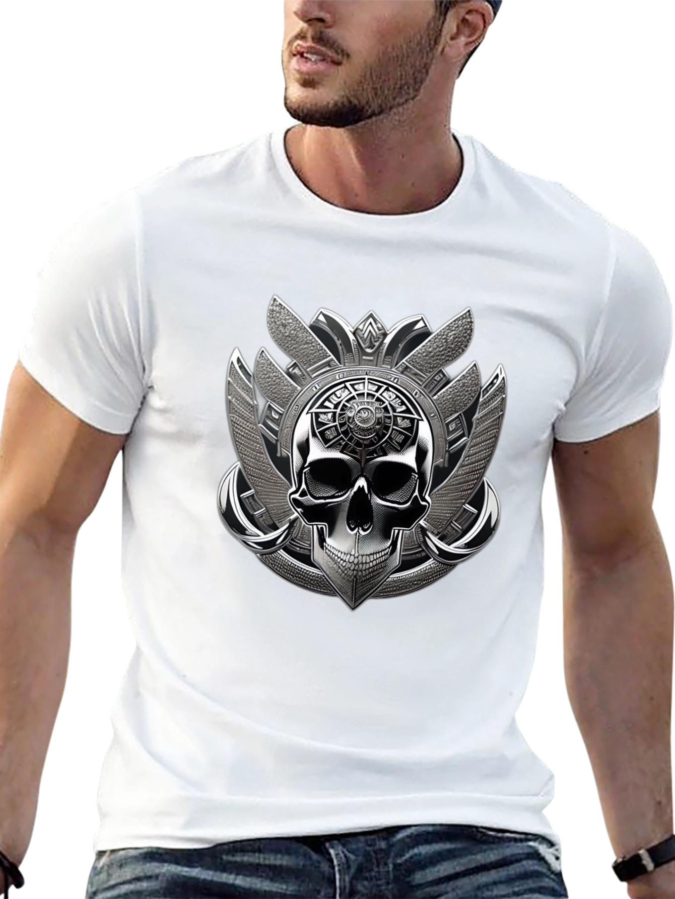 Black Skull Emblem Graphic Tee - Black view 13