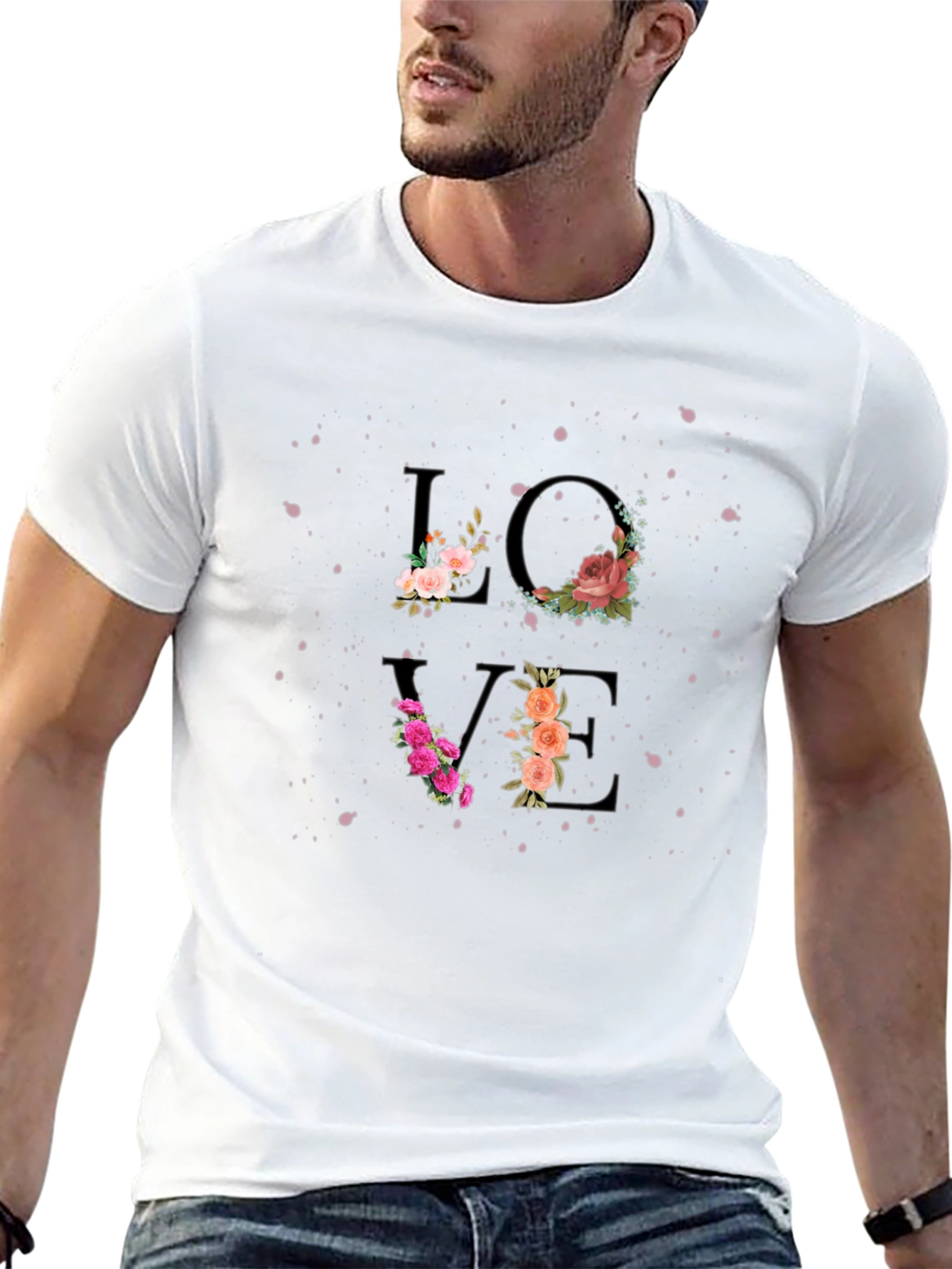 Black Floral Love Graphic Tee - Stylish Black T-Shirt view 13
