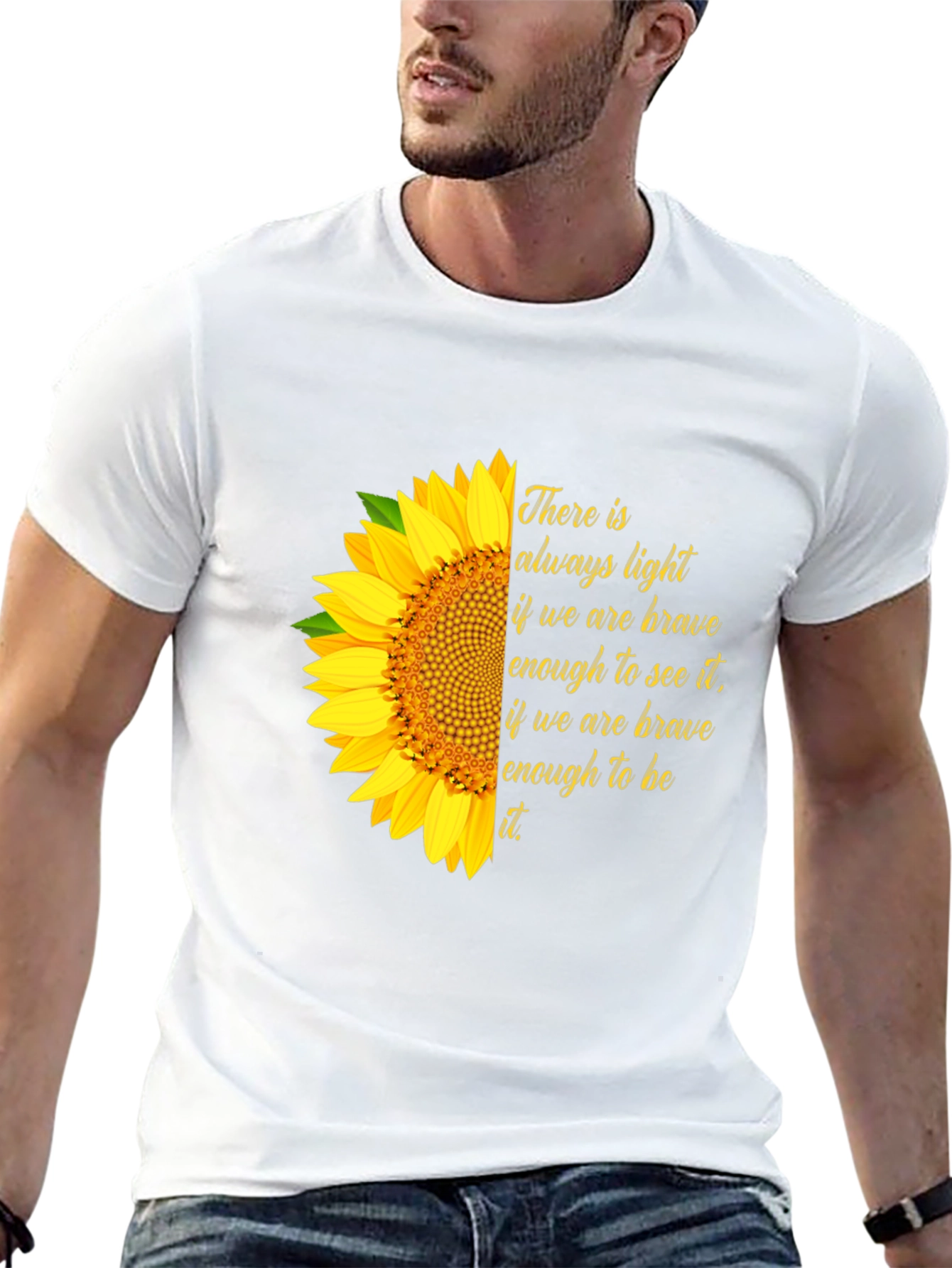 Black Sunflower Inspirational Quote Graphic Tee - "Always Light" view 13