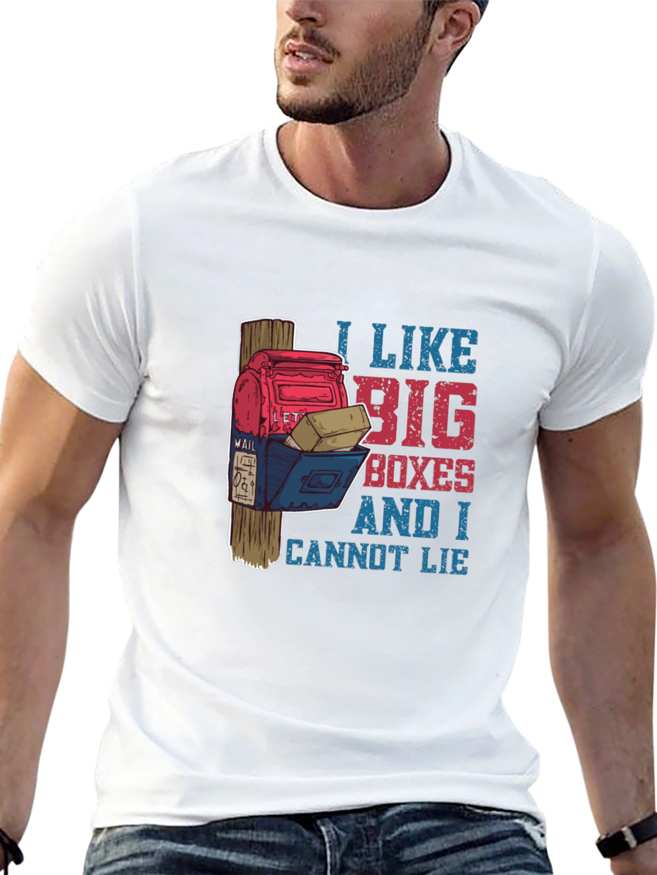 Black Funny Mailbox T-Shirt: I Like Big Boxes view 13