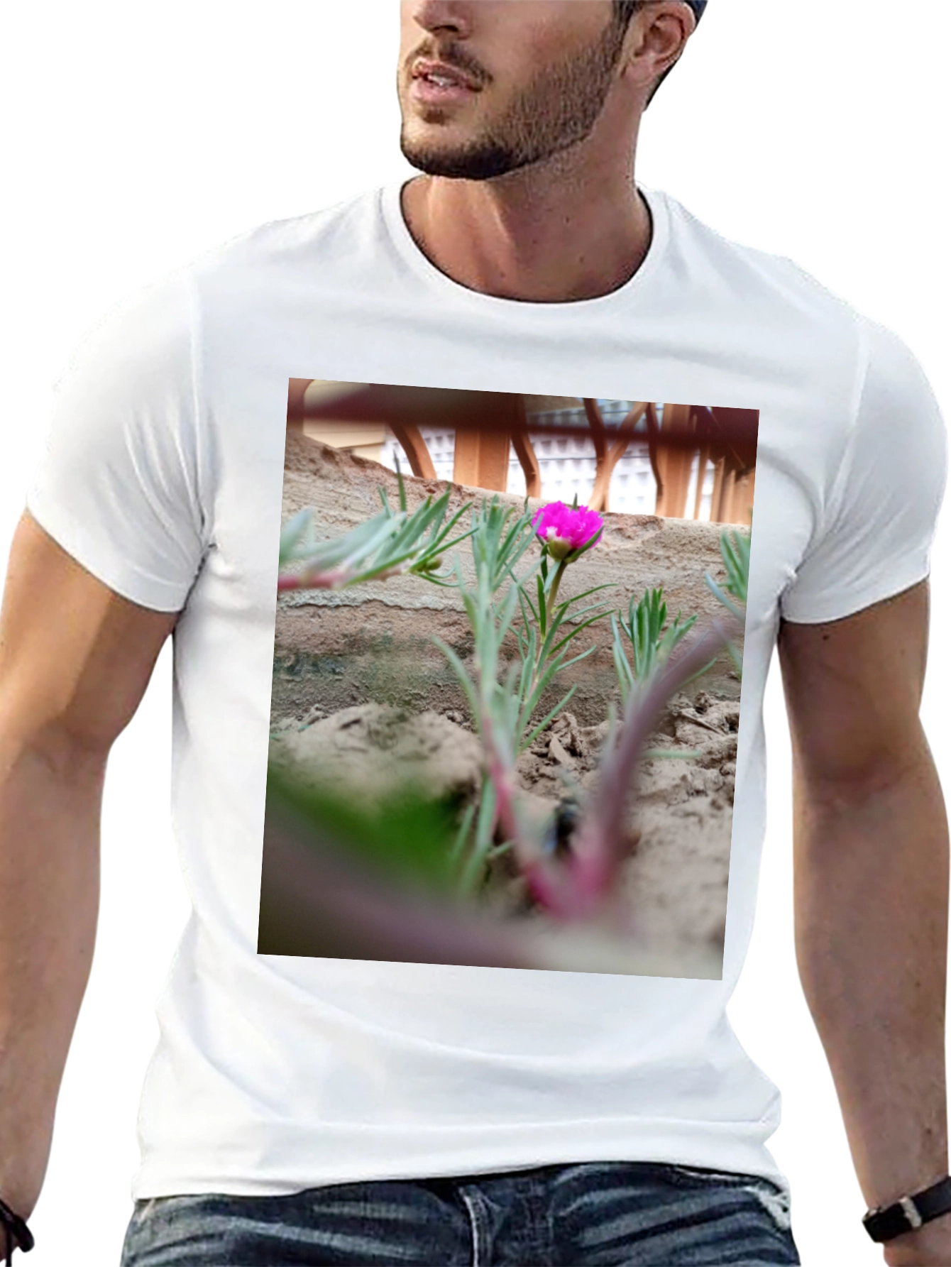 Black Unique Flower Print Black T-Shirt view 13