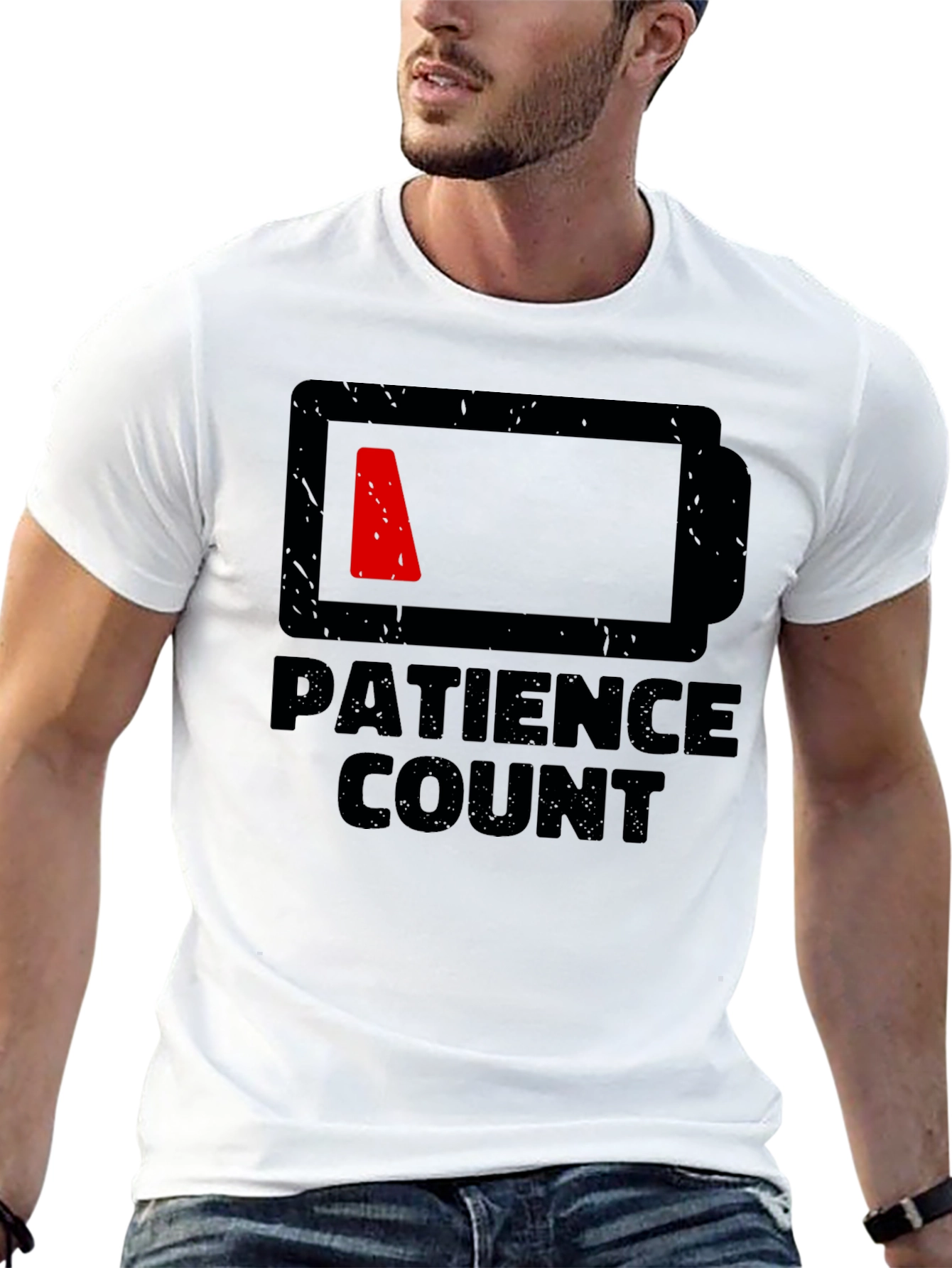 Black Patience Count Low Battery Graphic Tee - Black view 13
