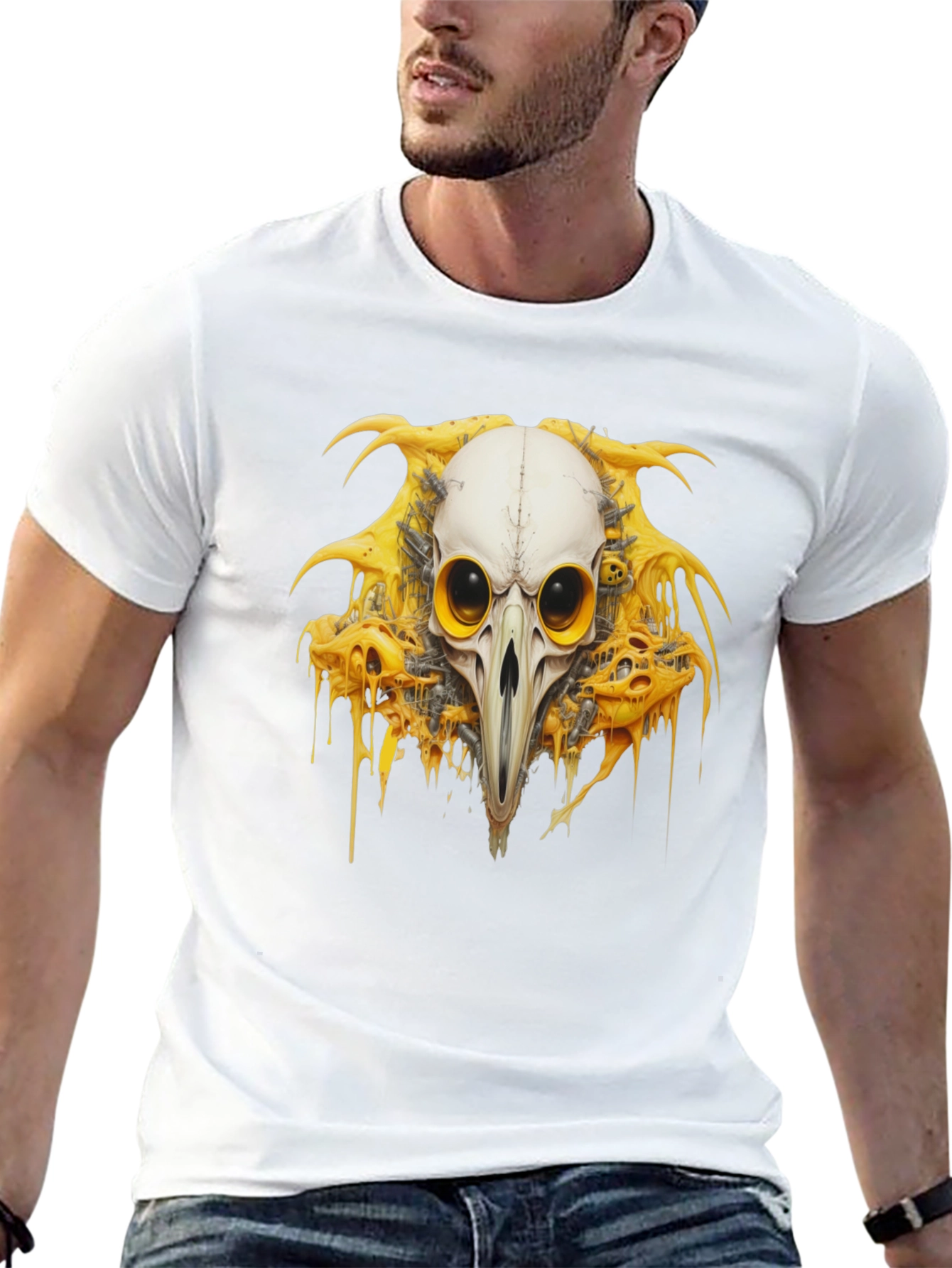 Black Skull Bird T-Shirt - Unique Graphic Tee view 13