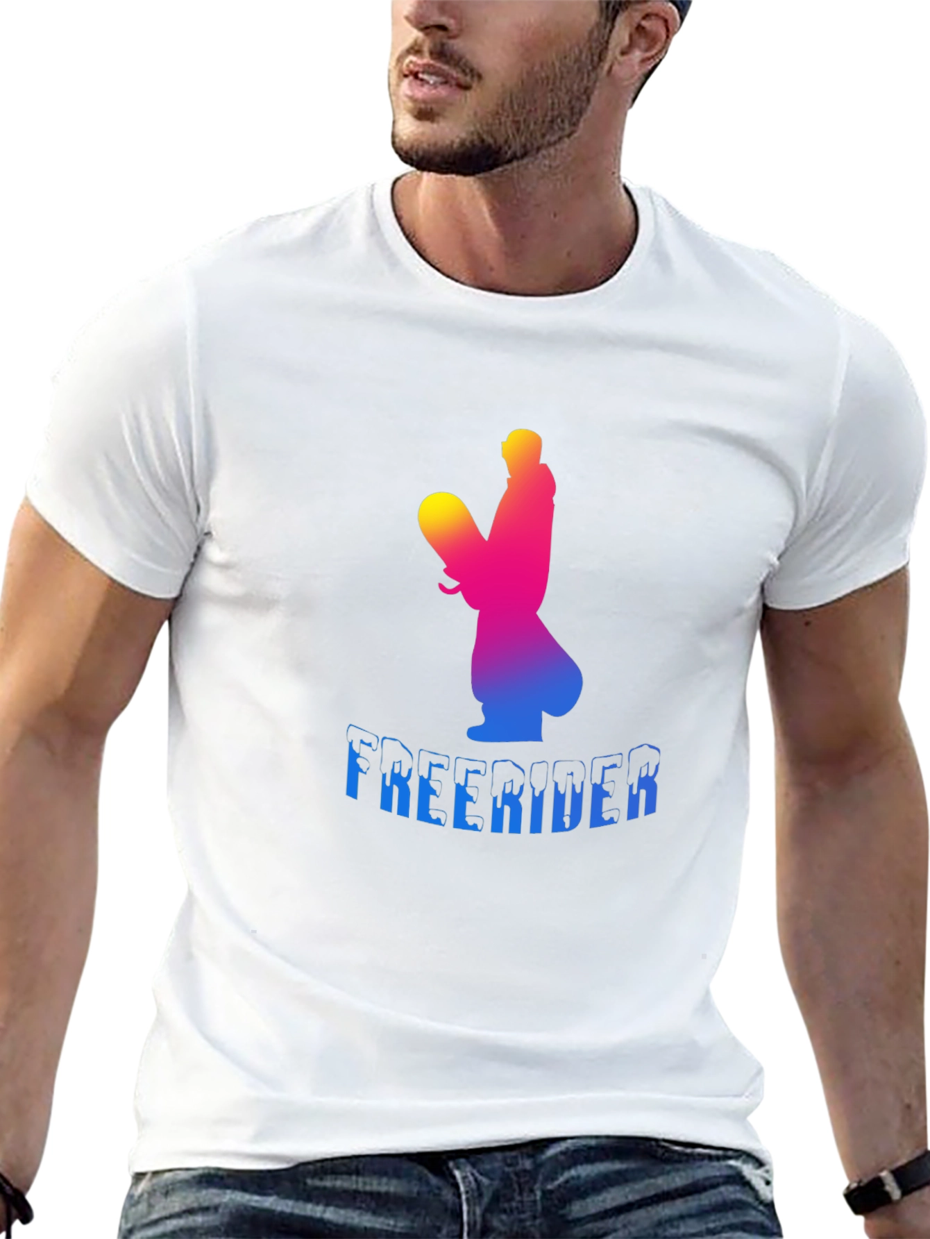 Black Freerider Skier Graphic Tee - Black Unisex T-Shirt view 13