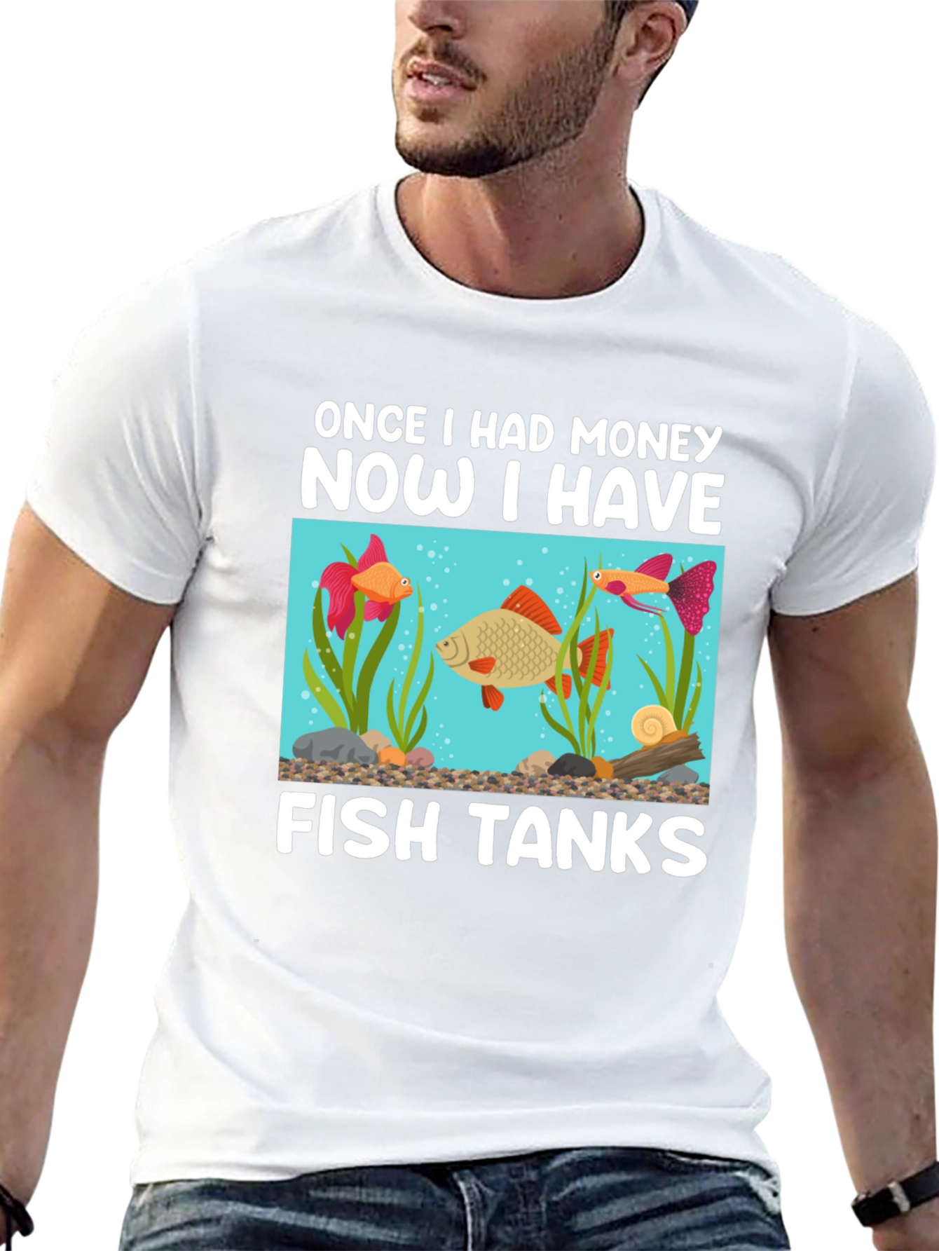 Black Funny Fish Tank T-Shirt: Once I Had Money view 13