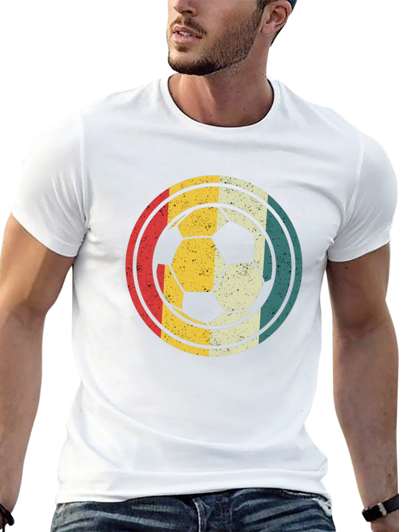 Black Retro Soccer Ball Graphic T-Shirt view 13