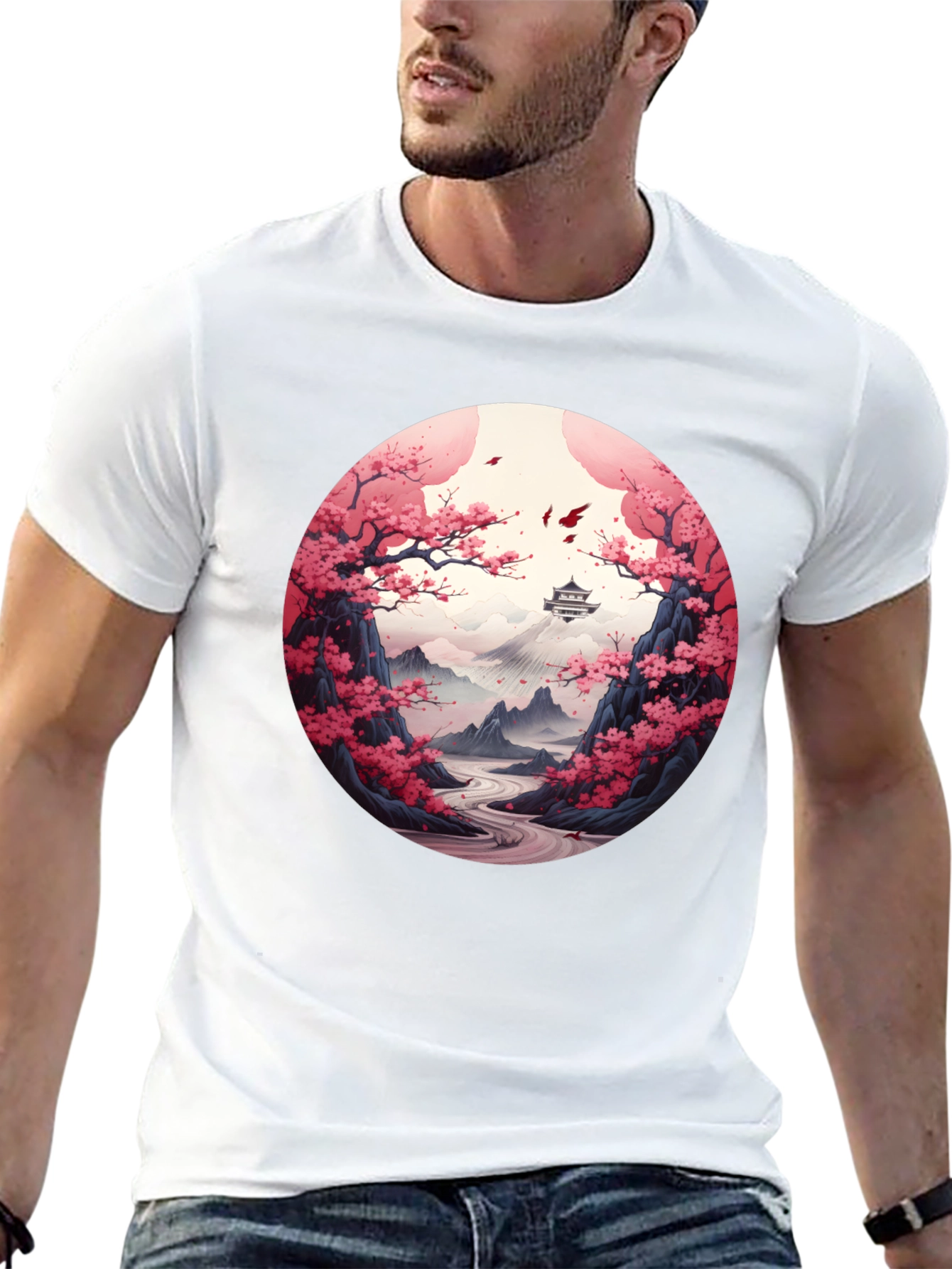 Black Cherry Blossom Mountain T-Shirt view 13