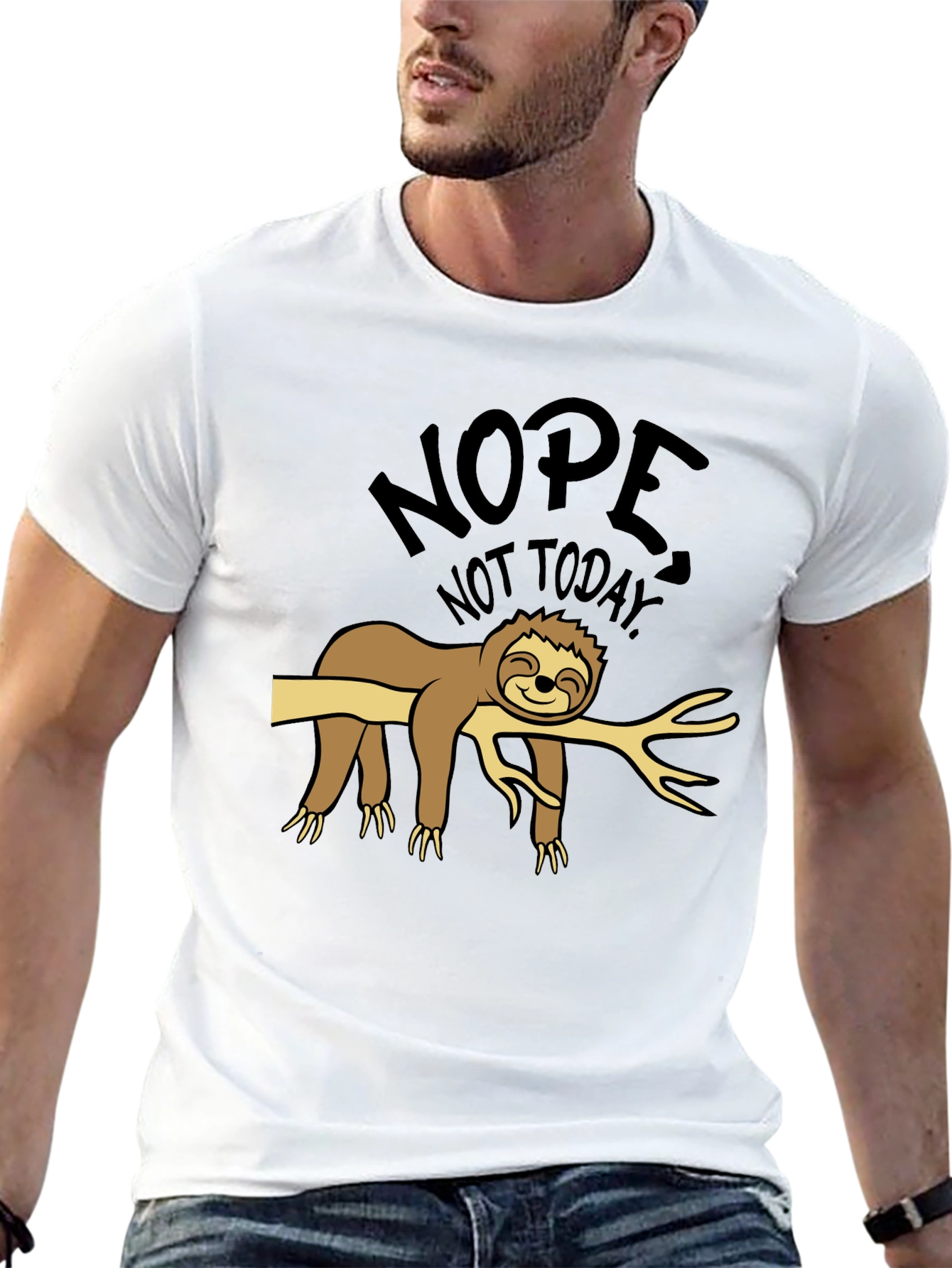 Black Nope Not Today Sloth Graphic T-Shirt view 13