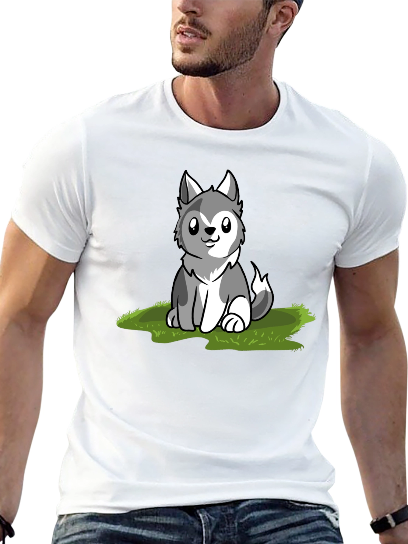 Black Cute Husky Puppy Graphic T-Shirt view 13