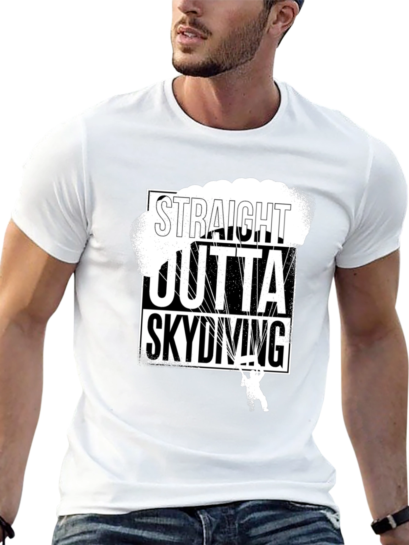 Black Straight Outta Skydiving Black T-Shirt view 13