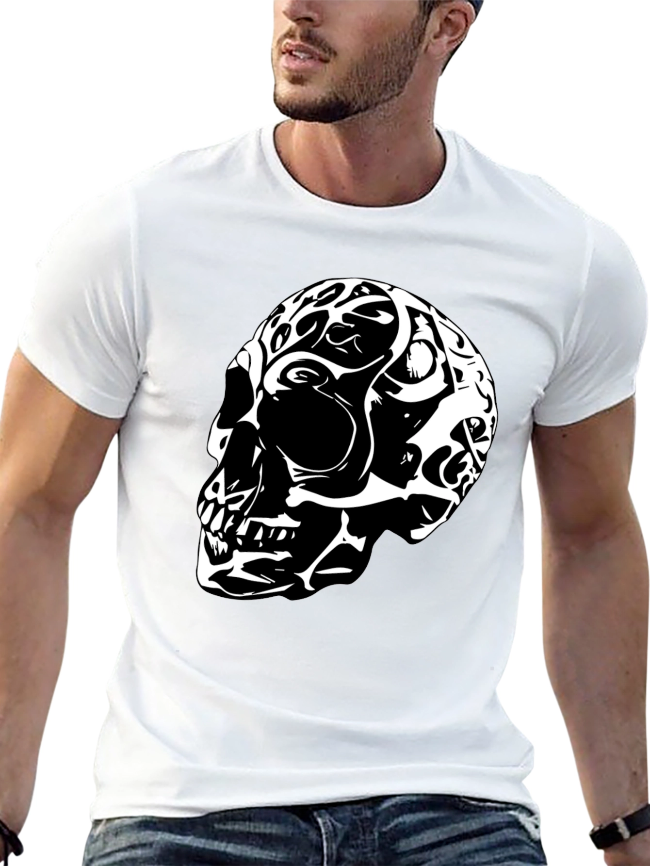 Black Skull Graphic T-Shirt - Black view 13