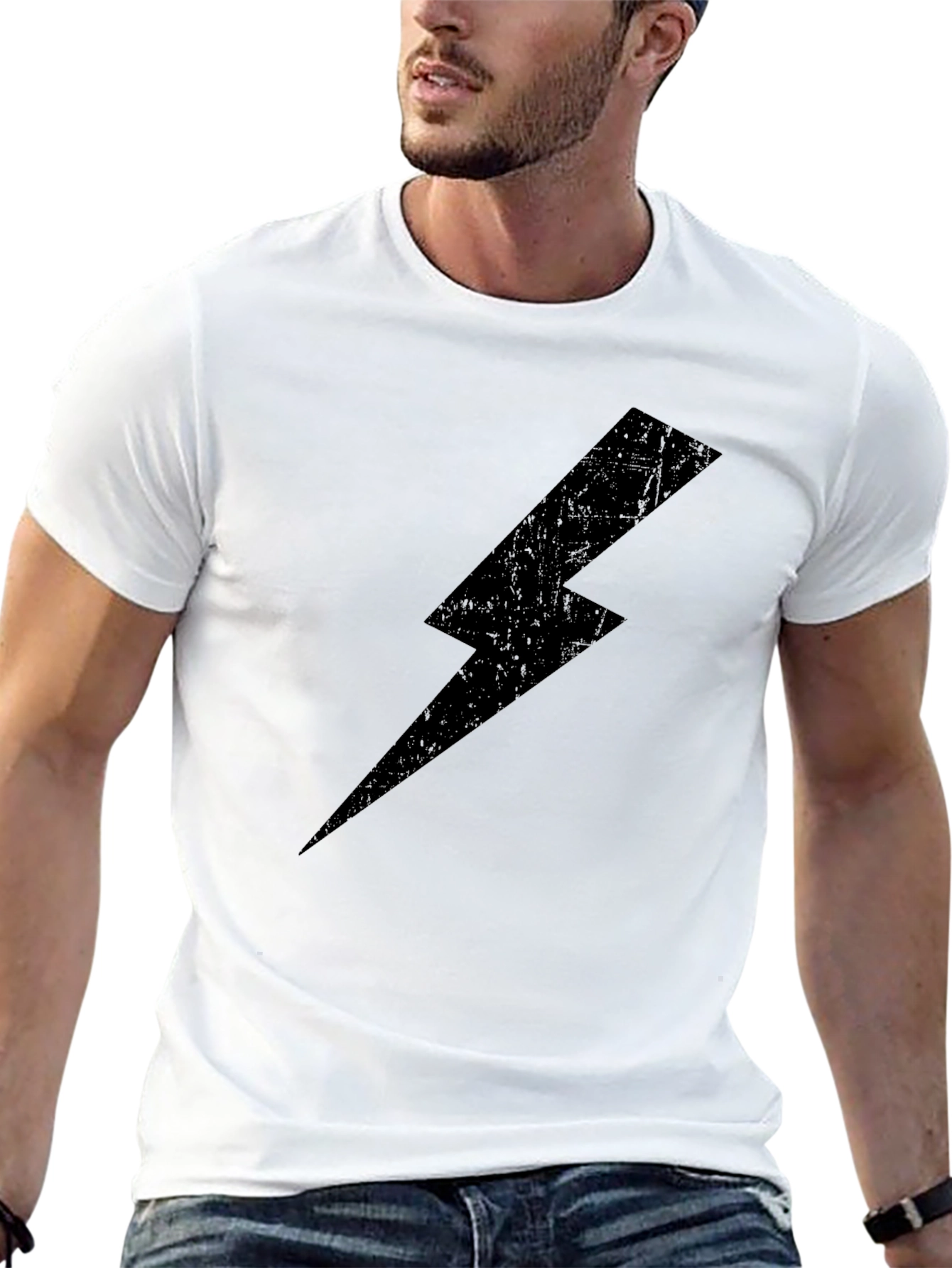 Black Black Lightning Bolt Graphic Tee - Casual Cotton T-Shirt view 13