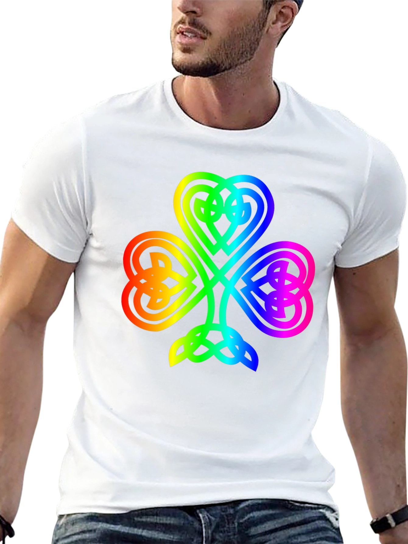 Black Rainbow Shamrock T-Shirt - Lucky Irish Pride view 13