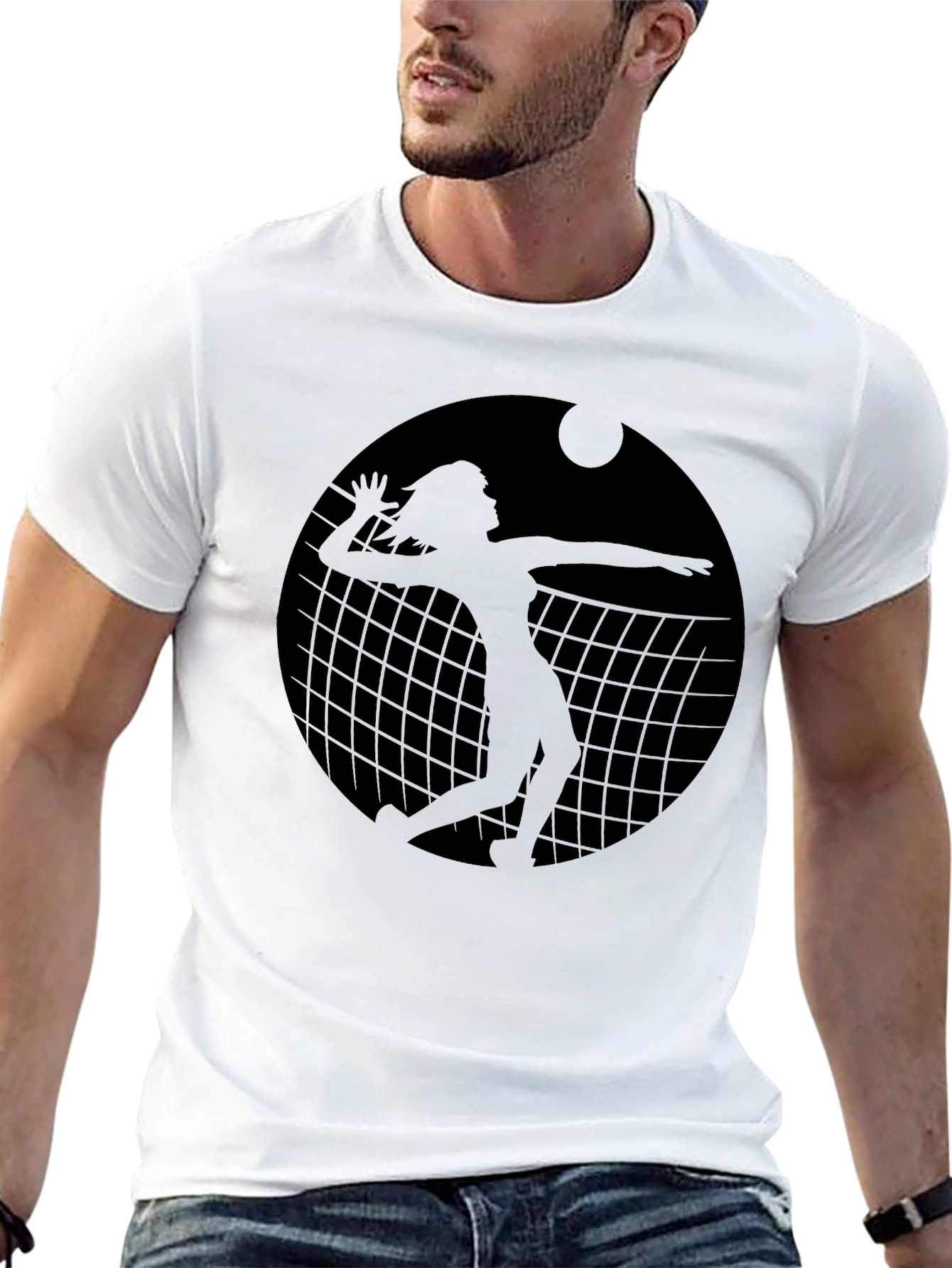 Black Volleyball Player Graphic T-Shirt - Black view 13