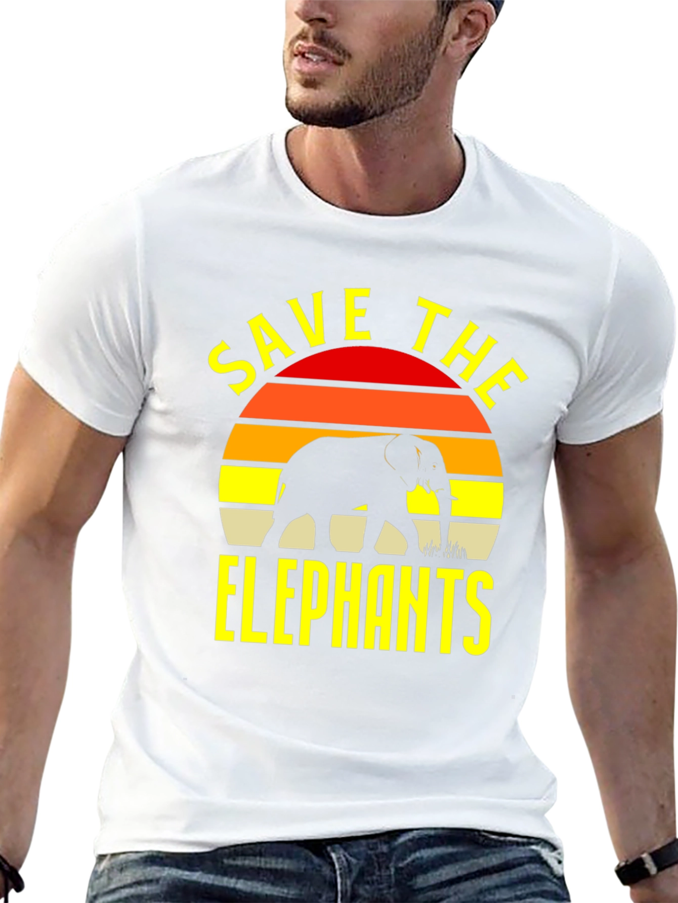 Black Save The Elephants T-Shirt Black Wildlife Conservation Tee view 13