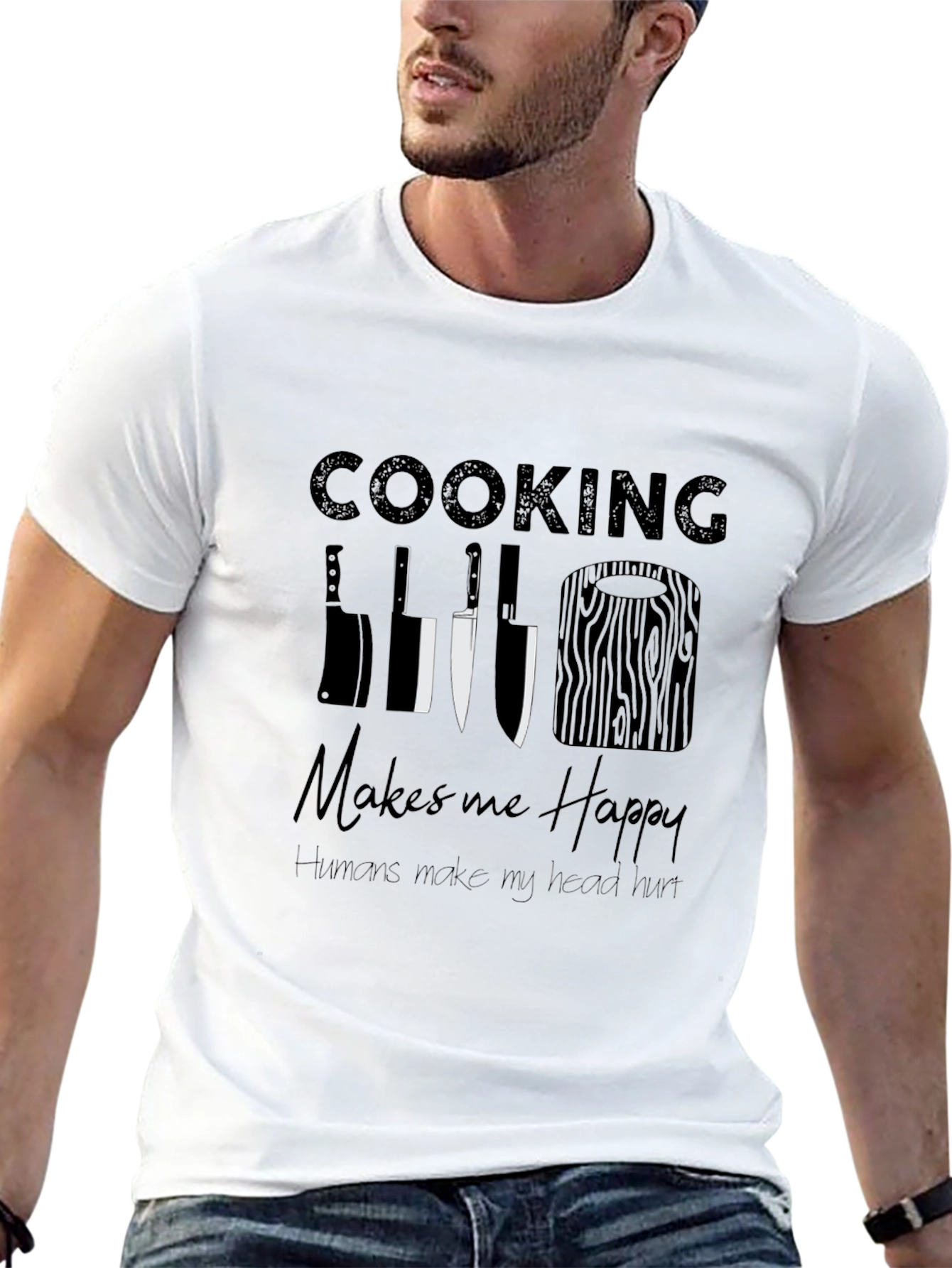 Black Cooking Makes Me Happy Graphic Tee view 13