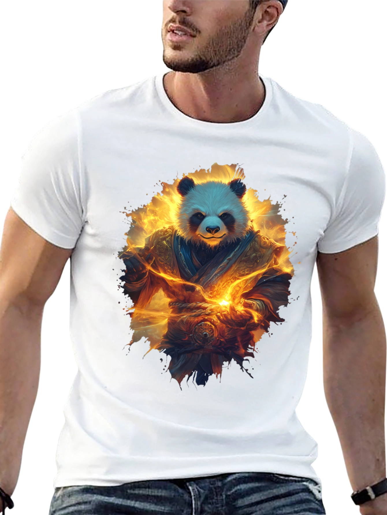 Black Panda Warrior Graphic T-Shirt view 13