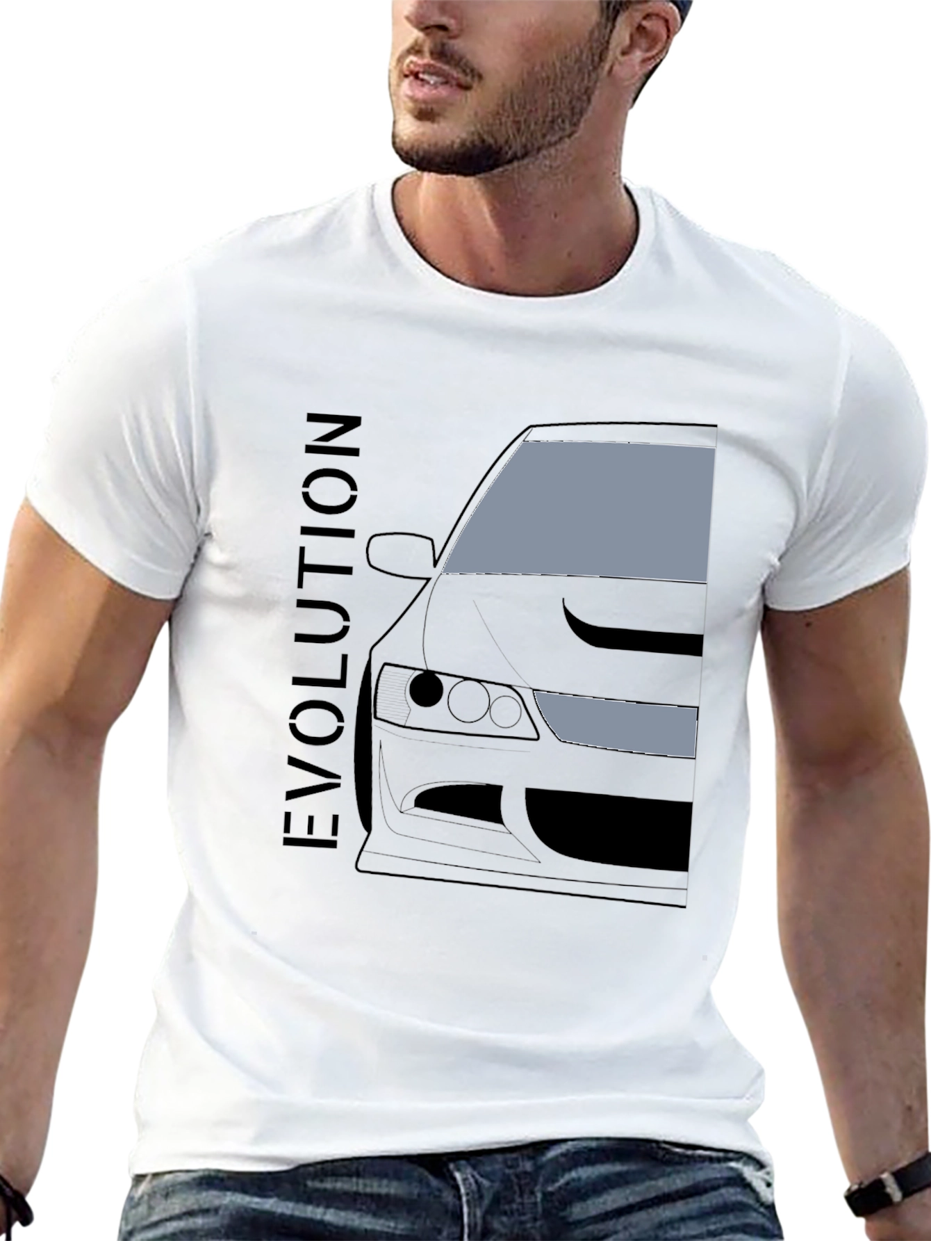 Black Evolution Car Graphic Tee - Black Cotton T-Shirt view 13
