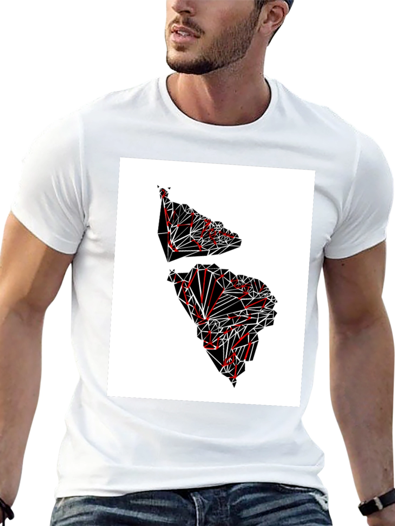 Black Geometric Continent Graphic Tee - Black view 13