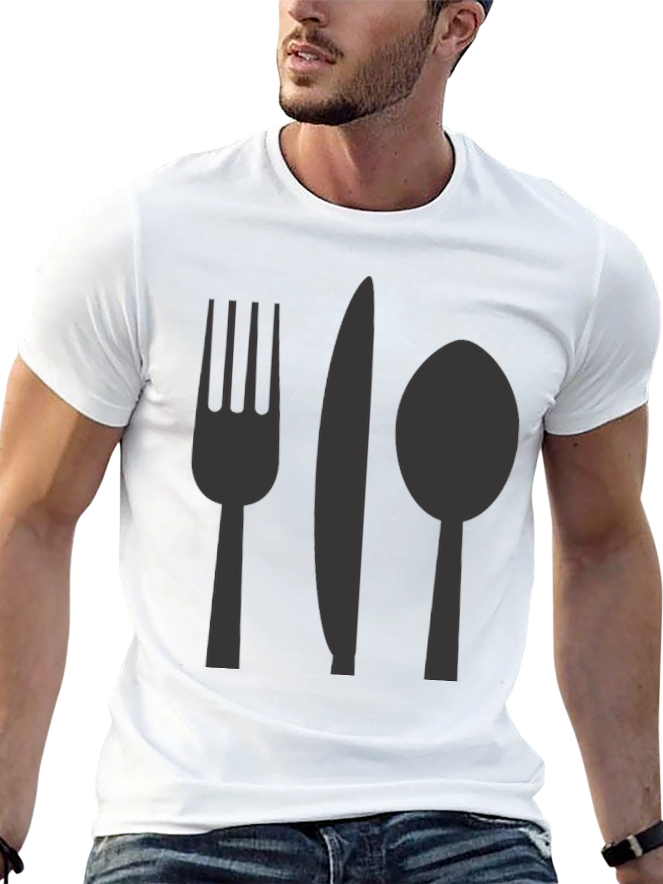 Black Cutlery Graphic T-Shirt - Casual Cotton Tee view 13