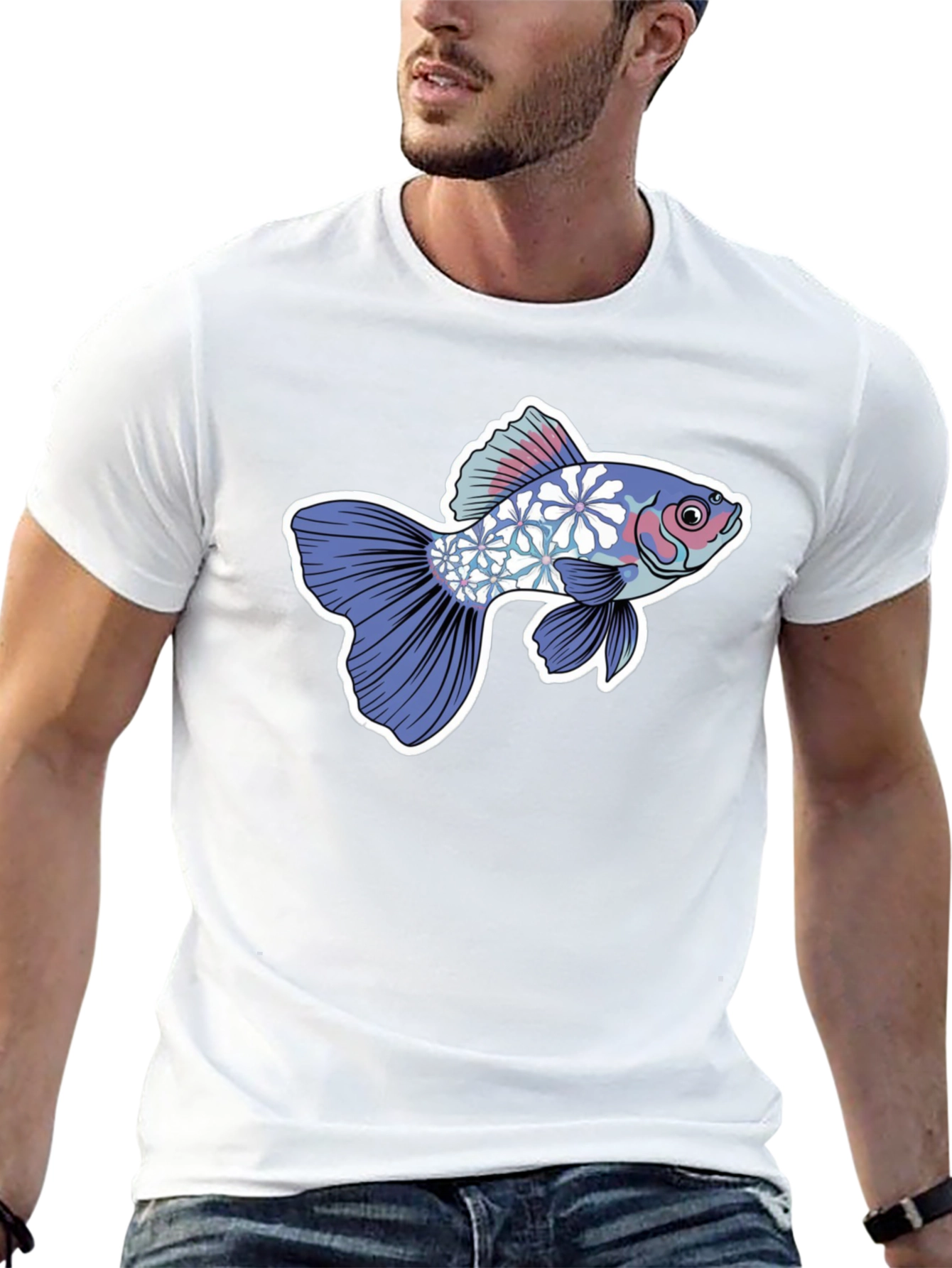 Black Floral Koi Graphic Tee view 13