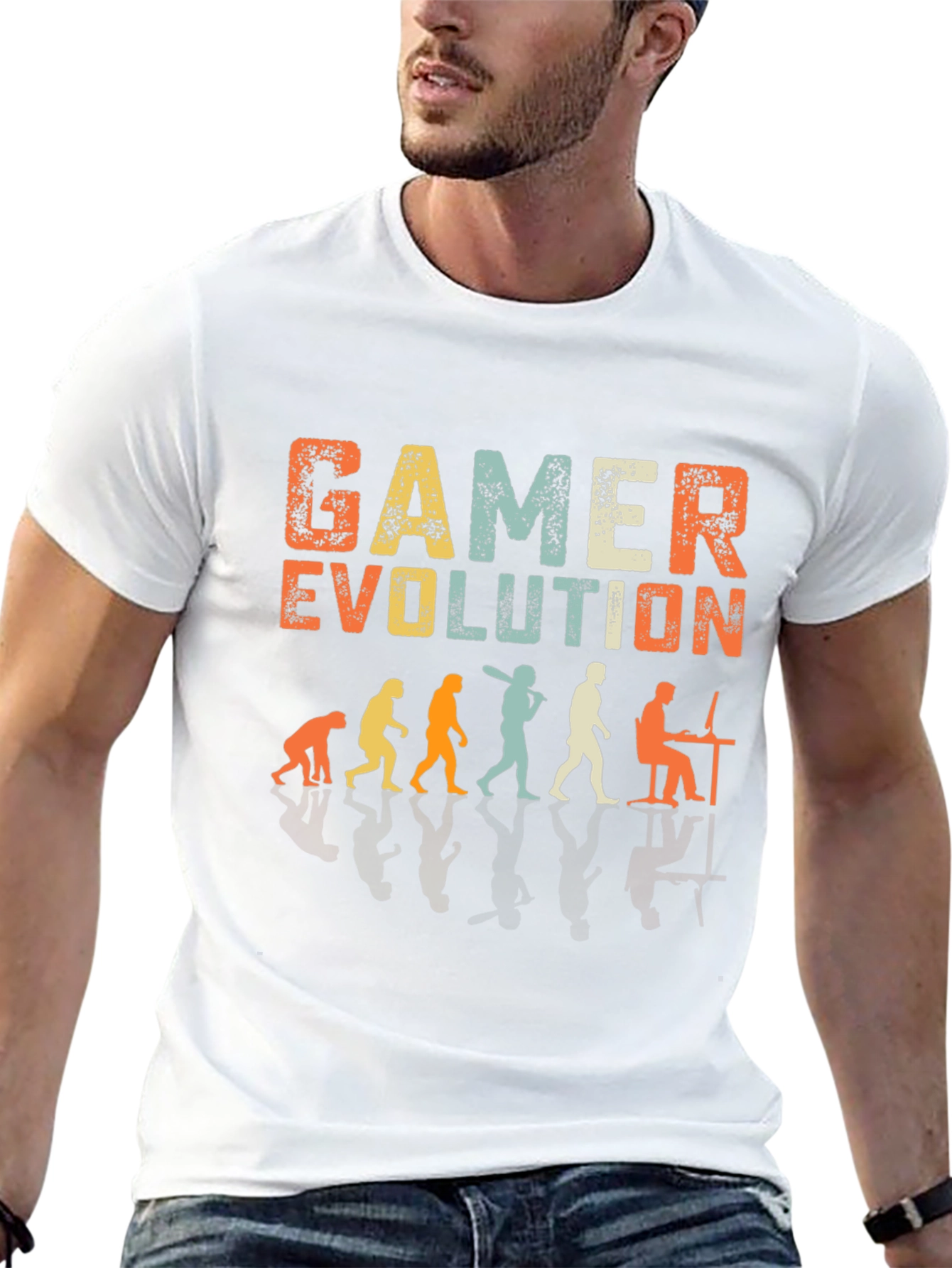 Black Gamer Evolution Graphic T-Shirt - Black Cotton Tee view 13