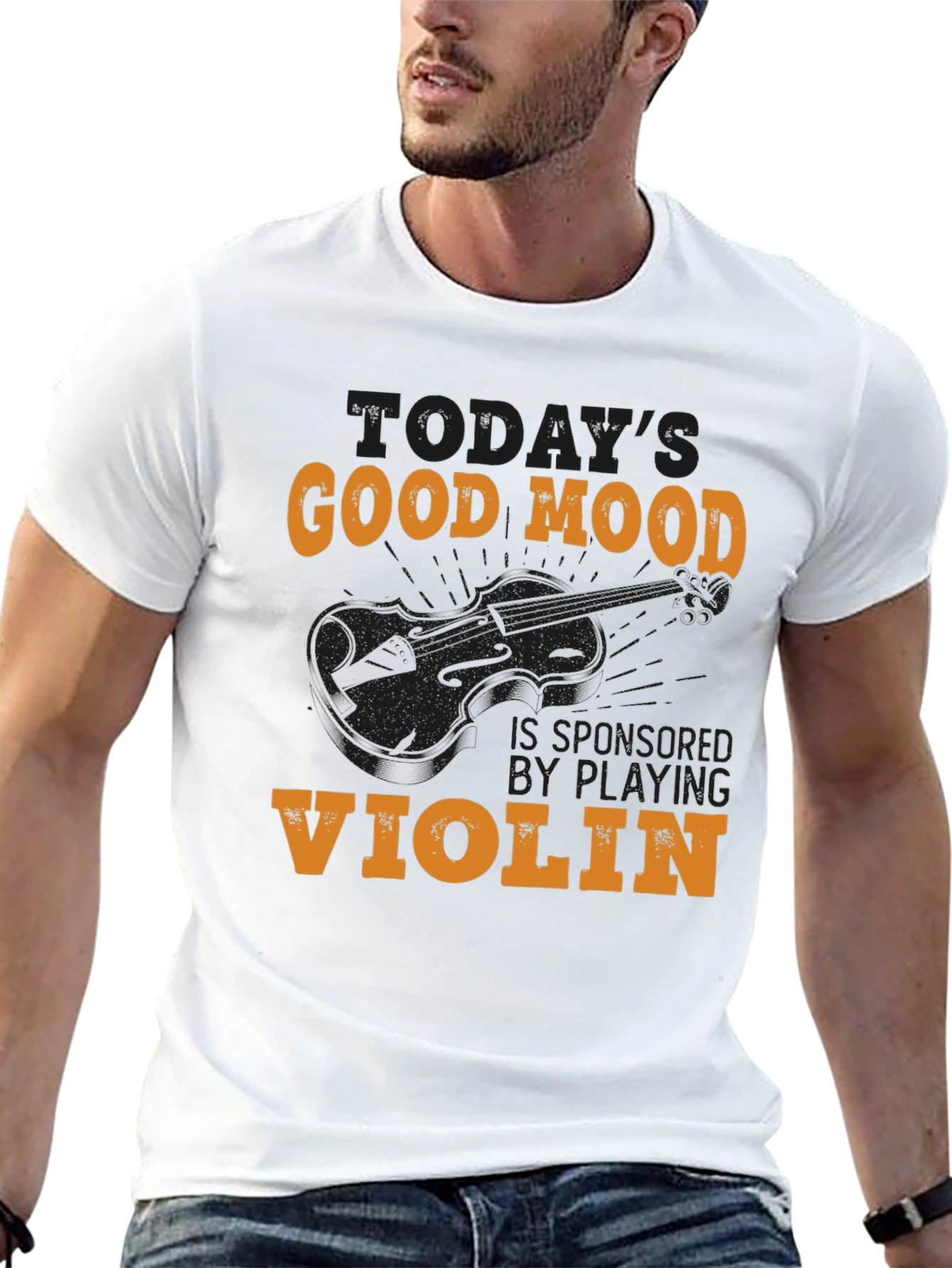 Black Good Mood Violin Graphic T-Shirt view 13
