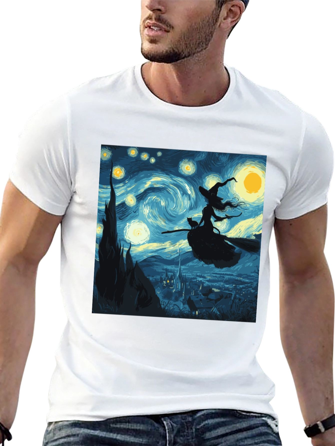 Black Starry Night Witch T-Shirt view 13