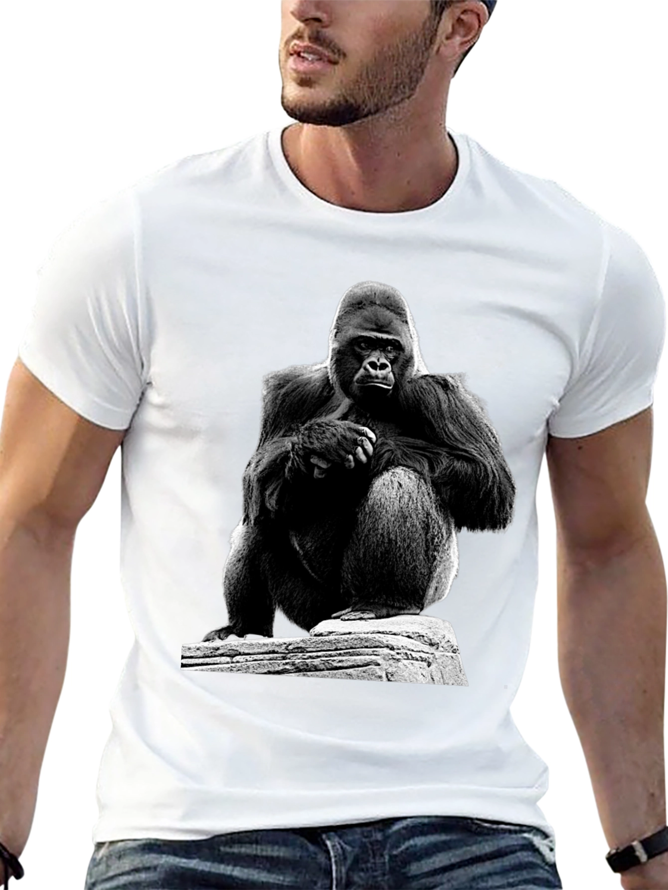 Black Gorilla Graphic T-Shirt - Black Unisex Tee view 13