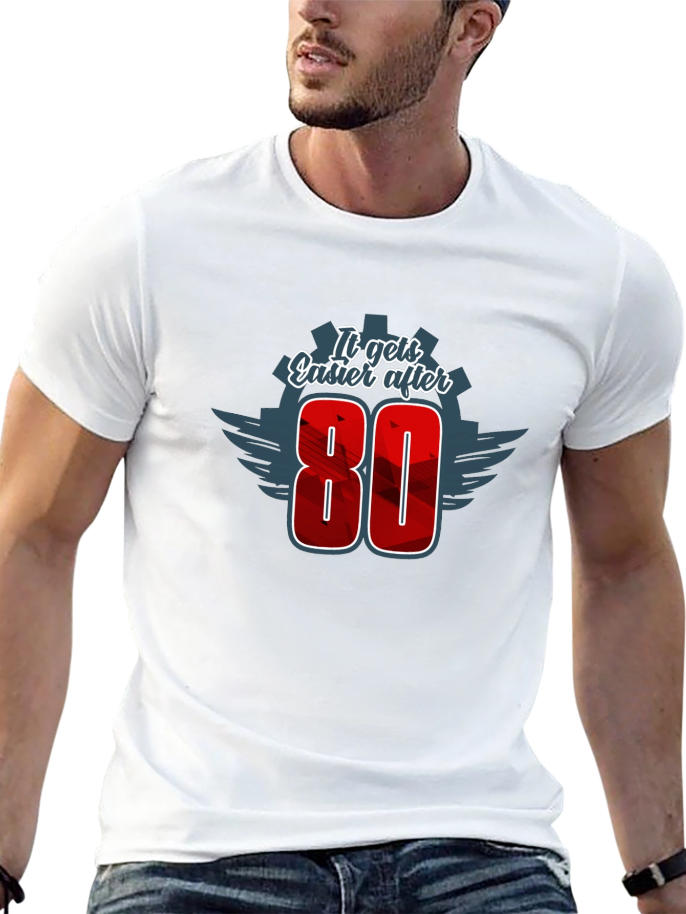 Black It Gets Easier After 80 - Men's Graphic Tee view 13