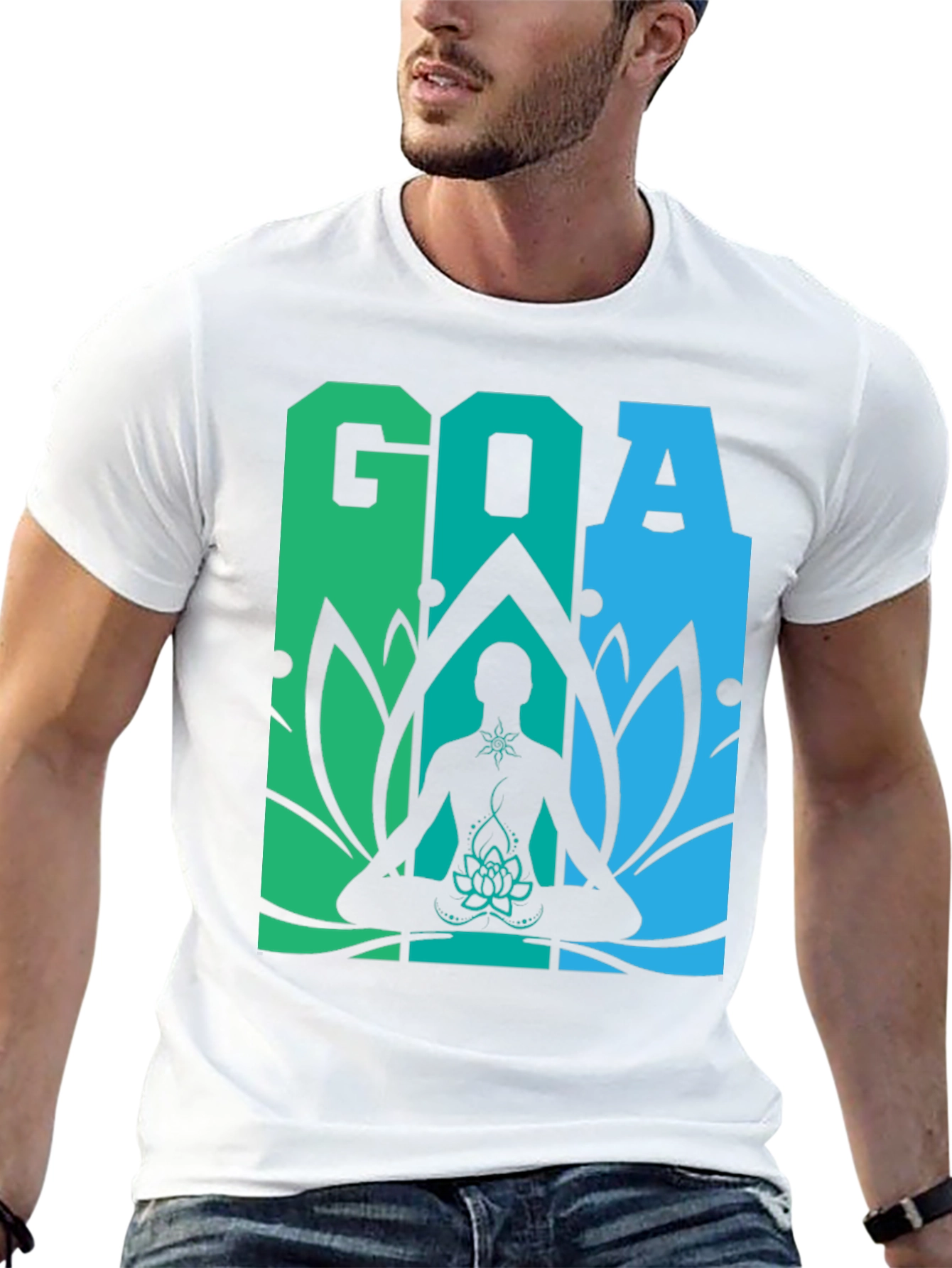 Black Goa Meditation T-Shirt - Yoga Lotus Design view 13