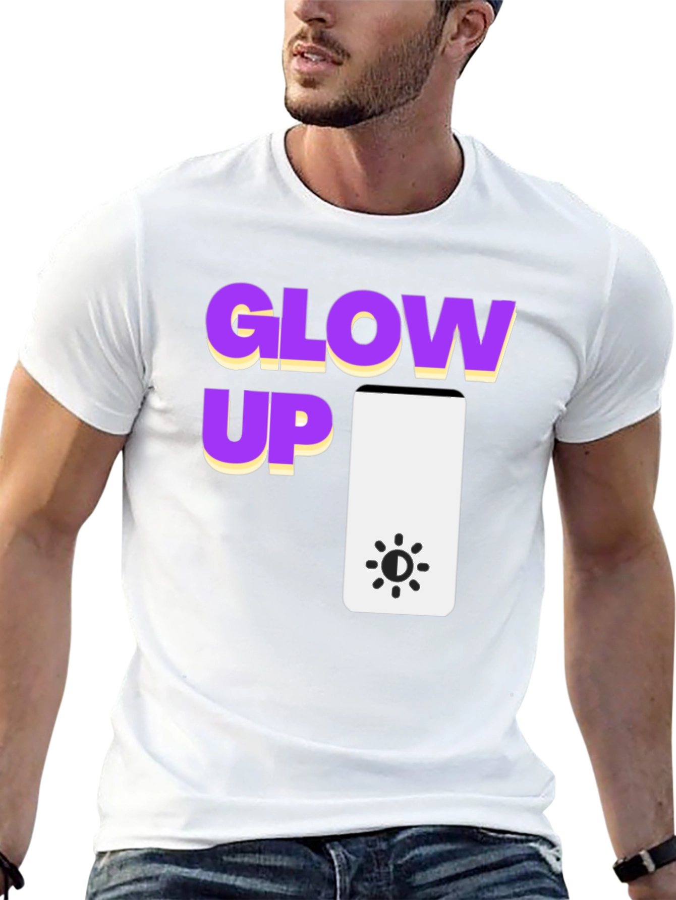 Black Glow Up Graphic Tee - Black Cotton T-Shirt view 13