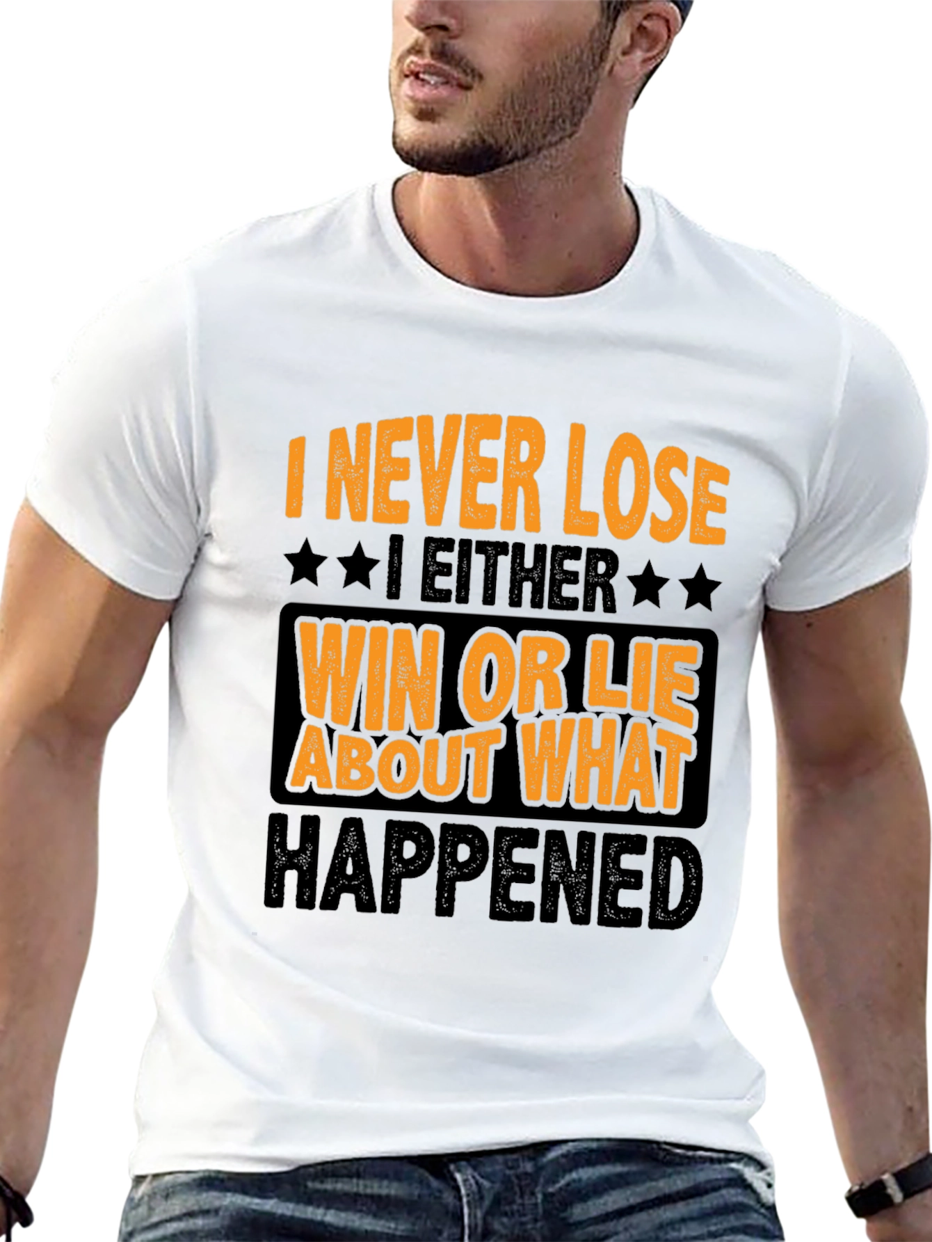 Black Funny "I Never Lose" Graphic T-Shirt view 13